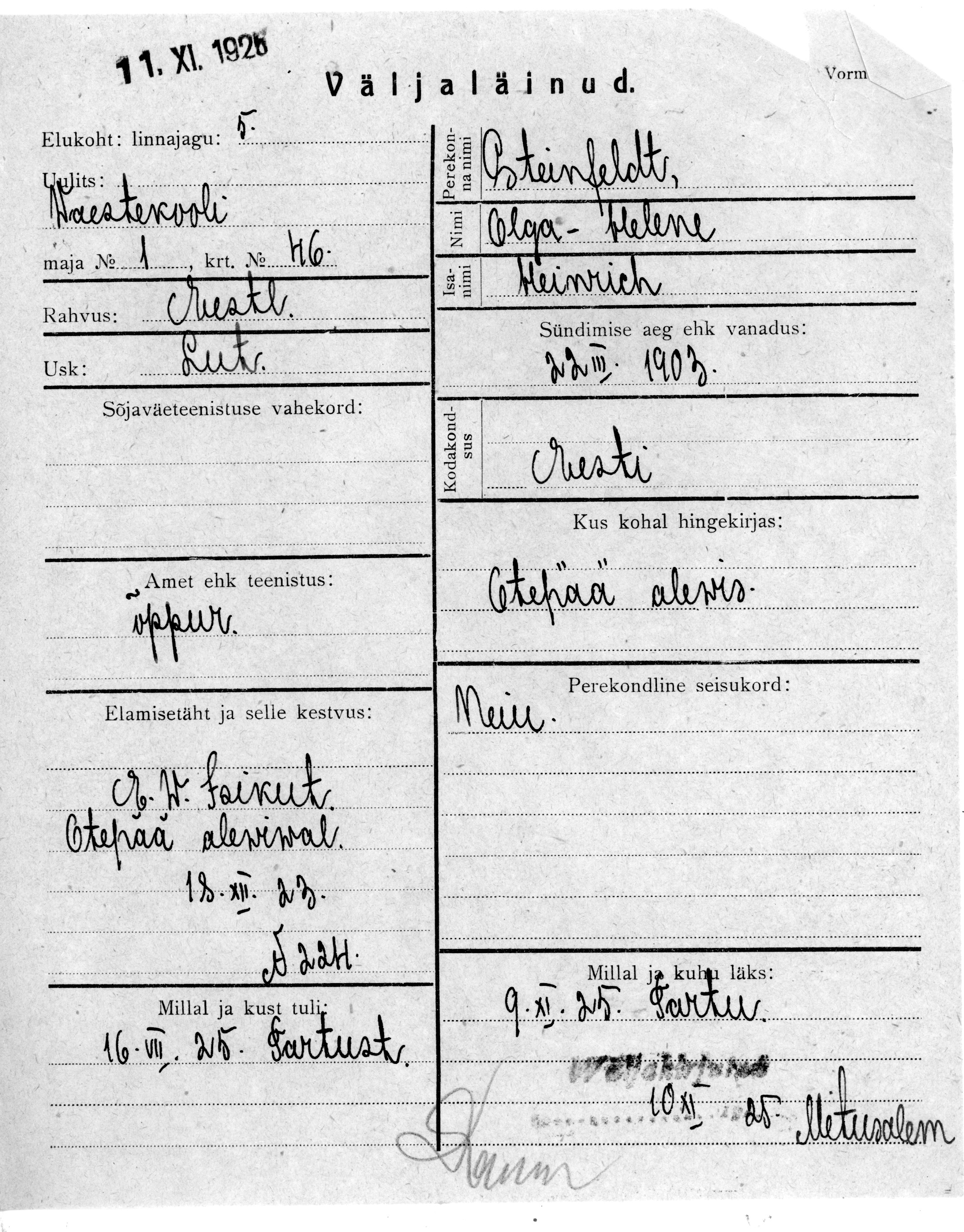 Steinfeldt, Olga-Helene, Heinrich