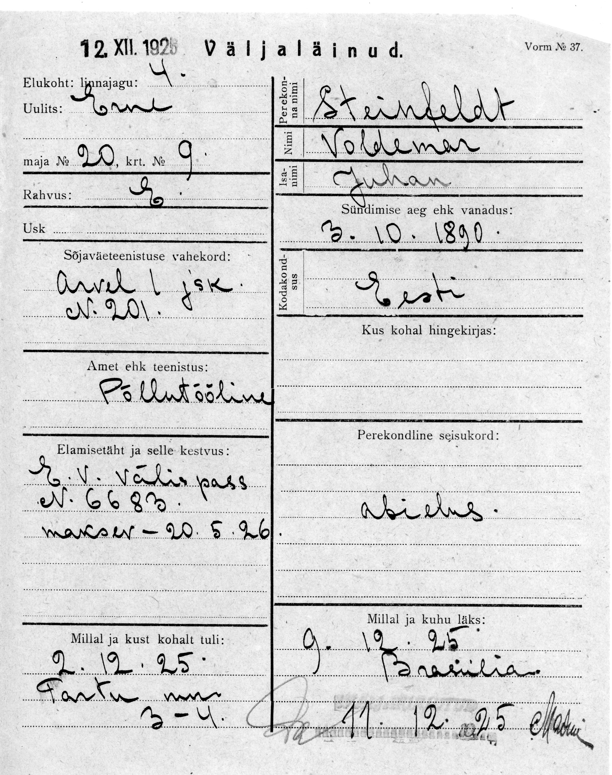 Steinfeldt, Voldemar, Juhan