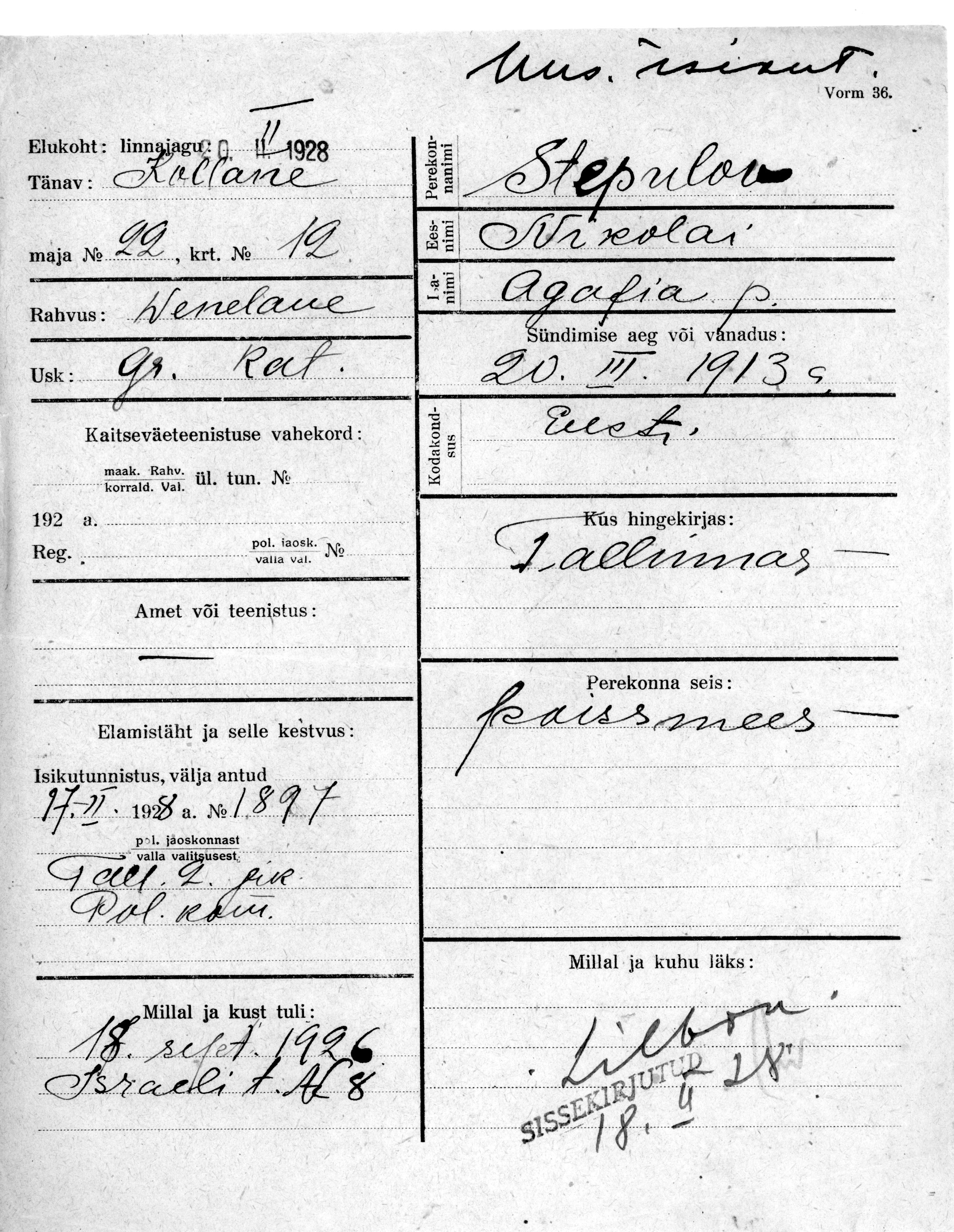 Stepulov, Nikolai, Agafia