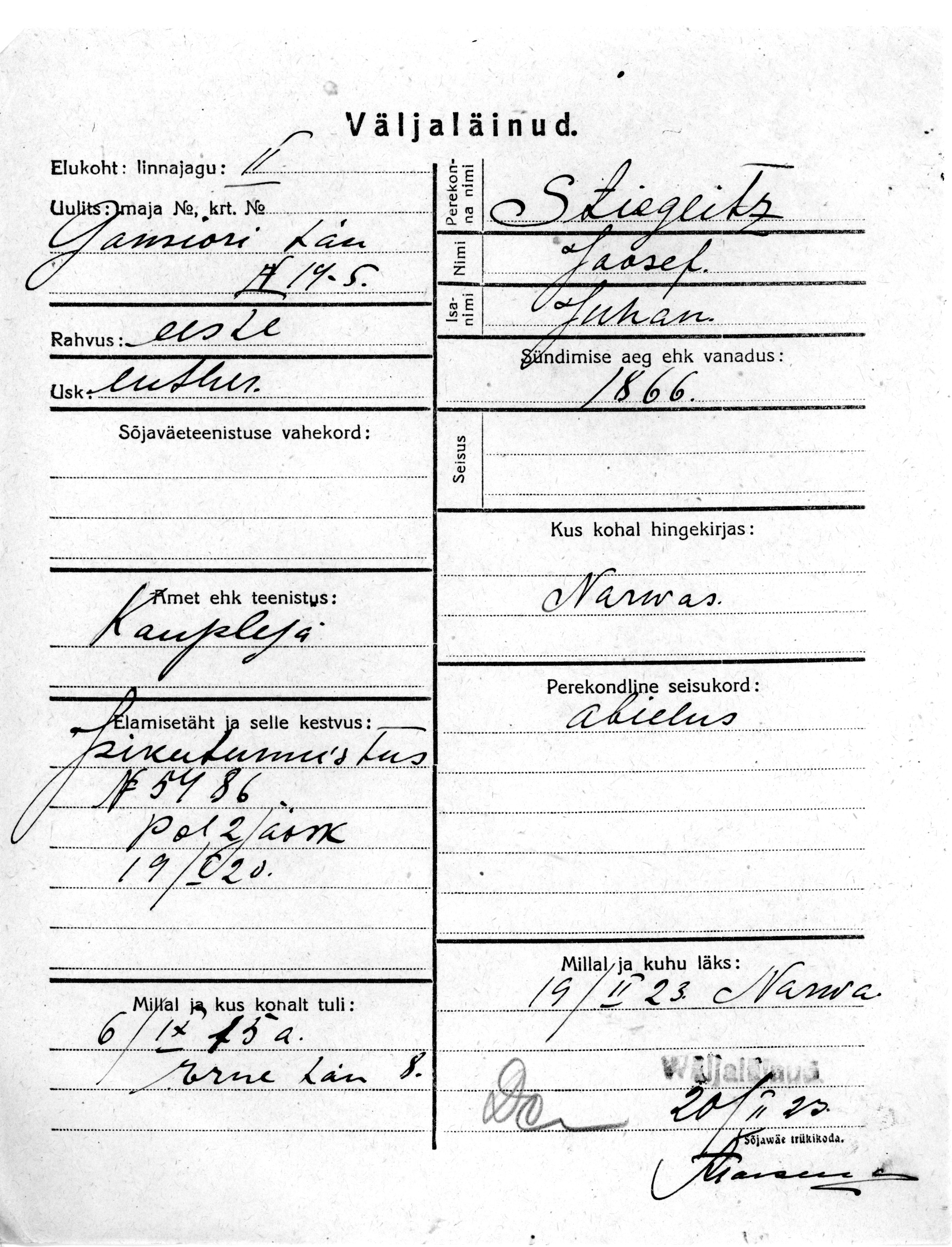 Stieglitz, Joosep, Juhan