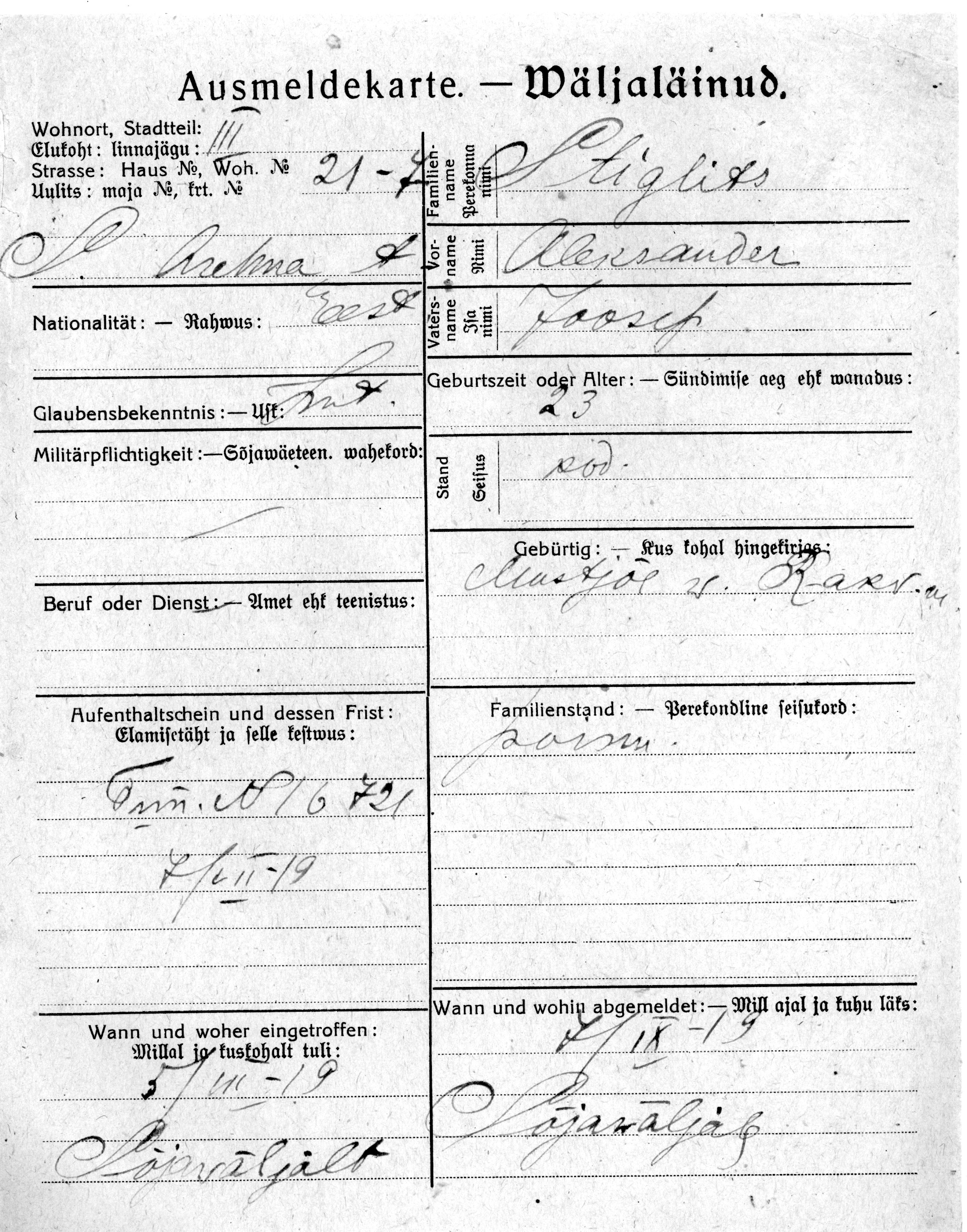 Stiglits, Aleksander, Joosep