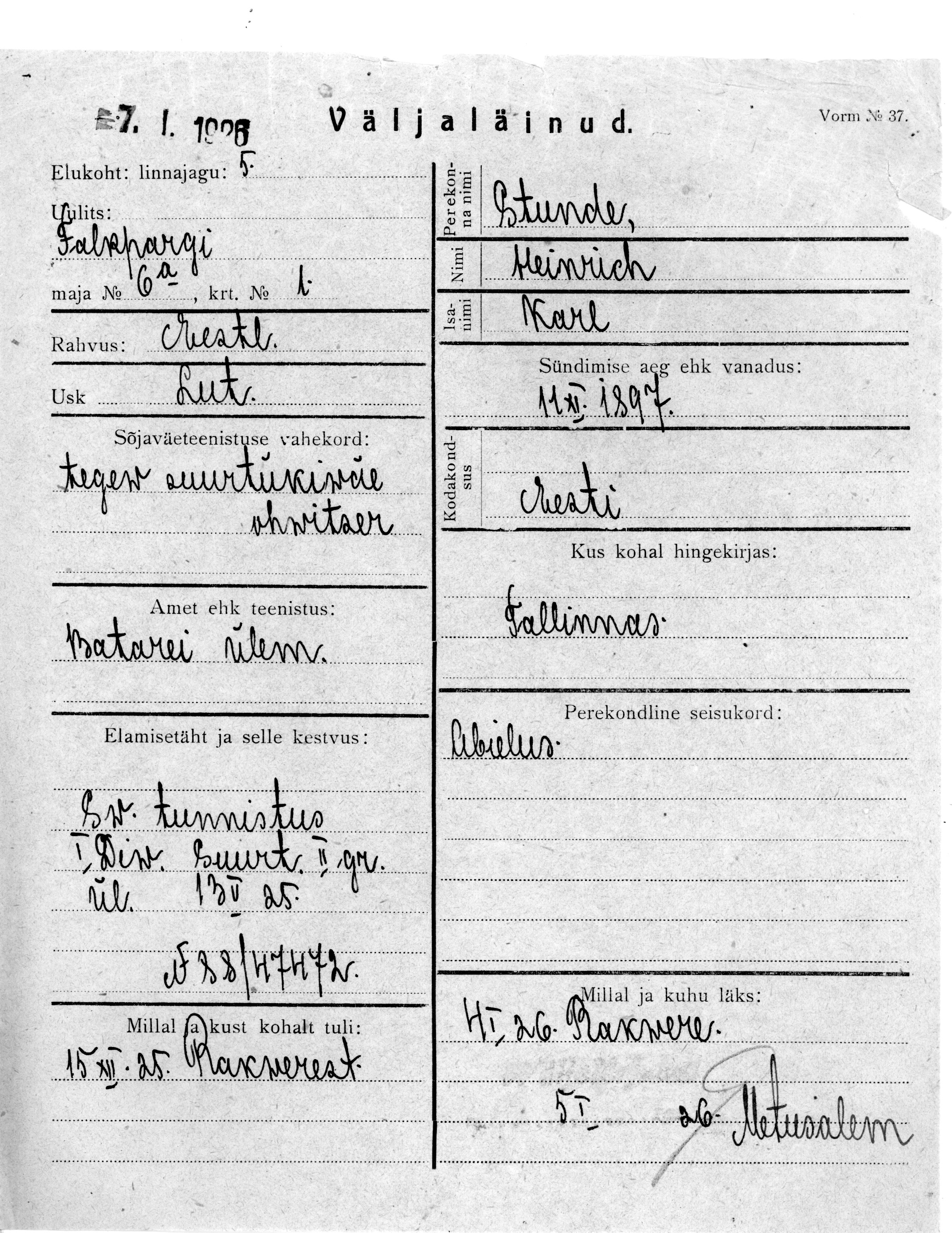 Stunde, Heinrich, Karl