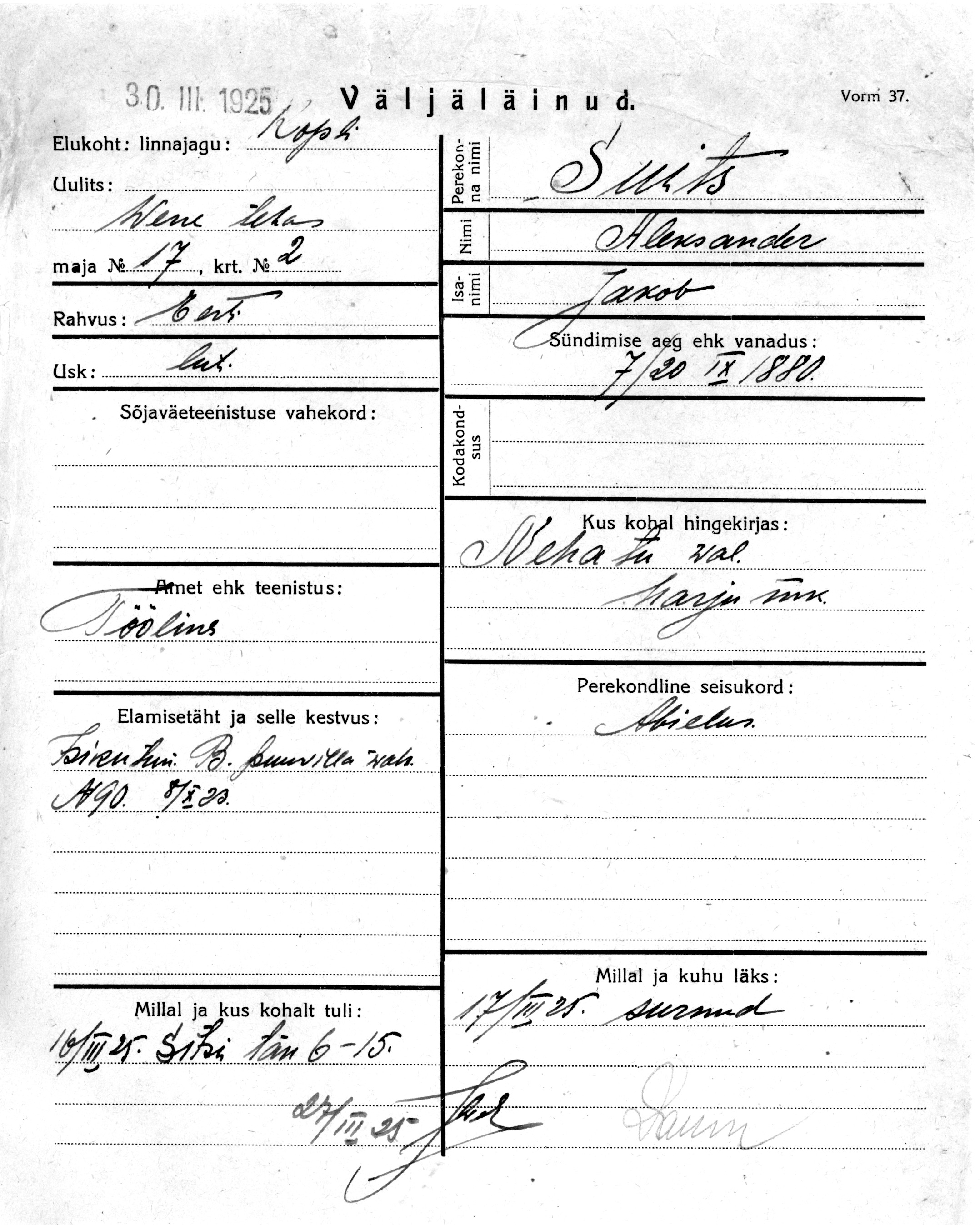 Suits, Aleksander, Jakob