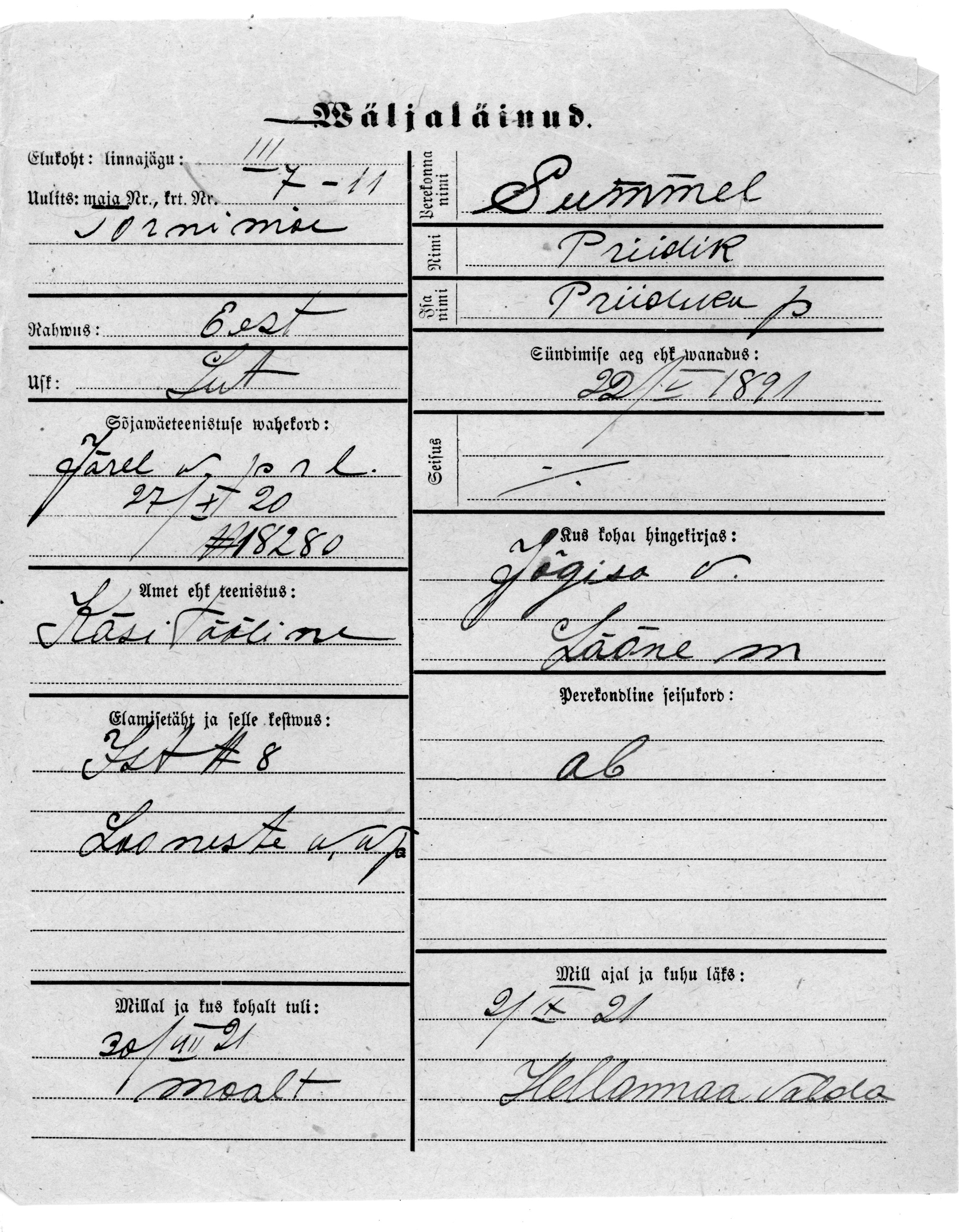 Summel, Priidik, Priidik