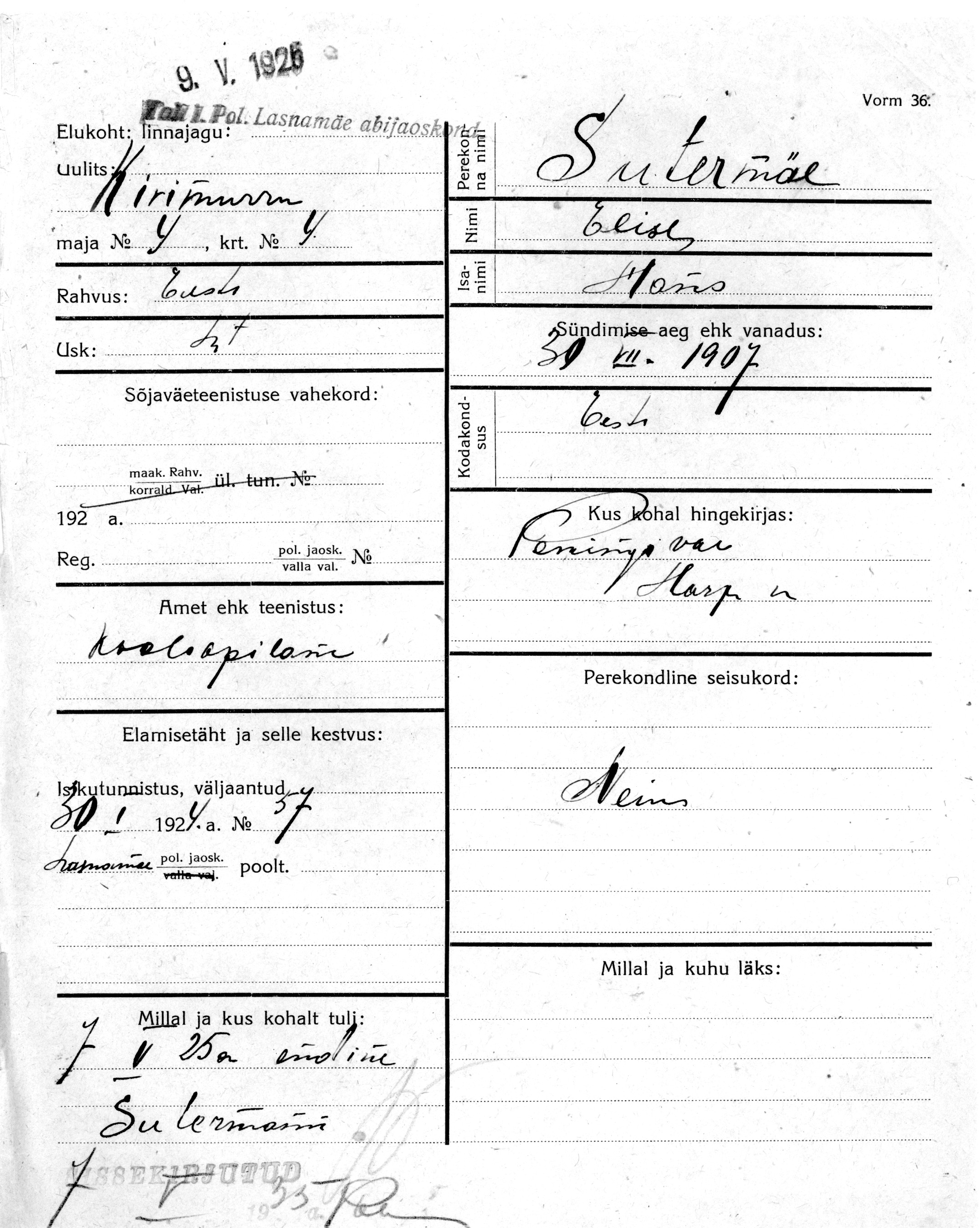 Sutermäe, Elise, Hans