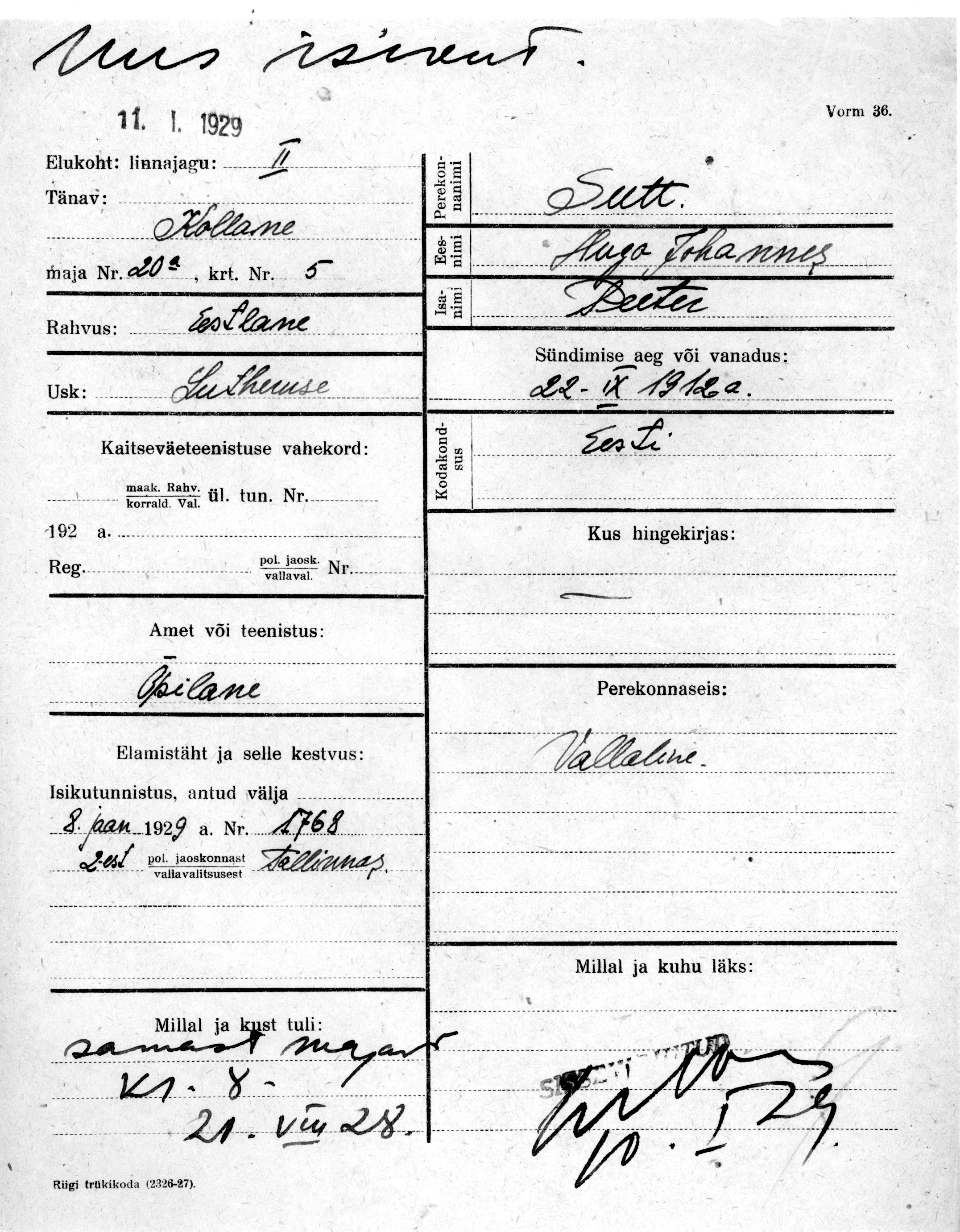 Sutt, Hugo-Johannes, Peeter