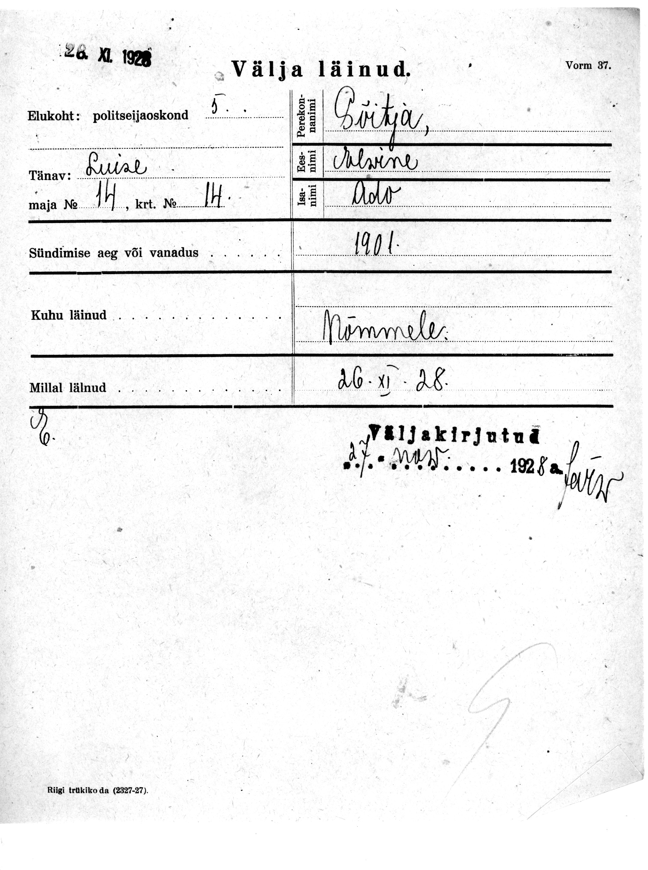 Sõitja, Elwine, Ado