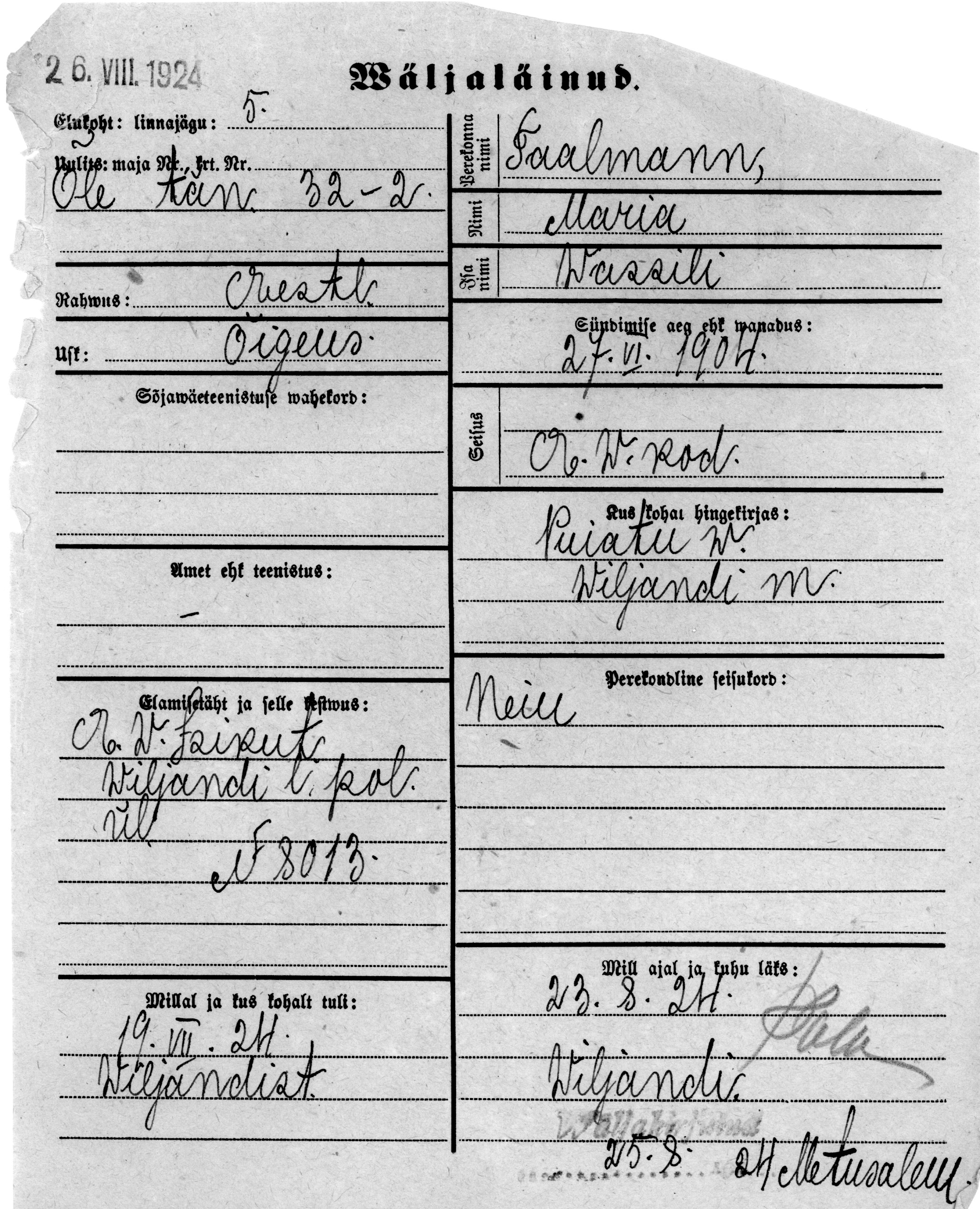 Taalmann, Maria, Wassili