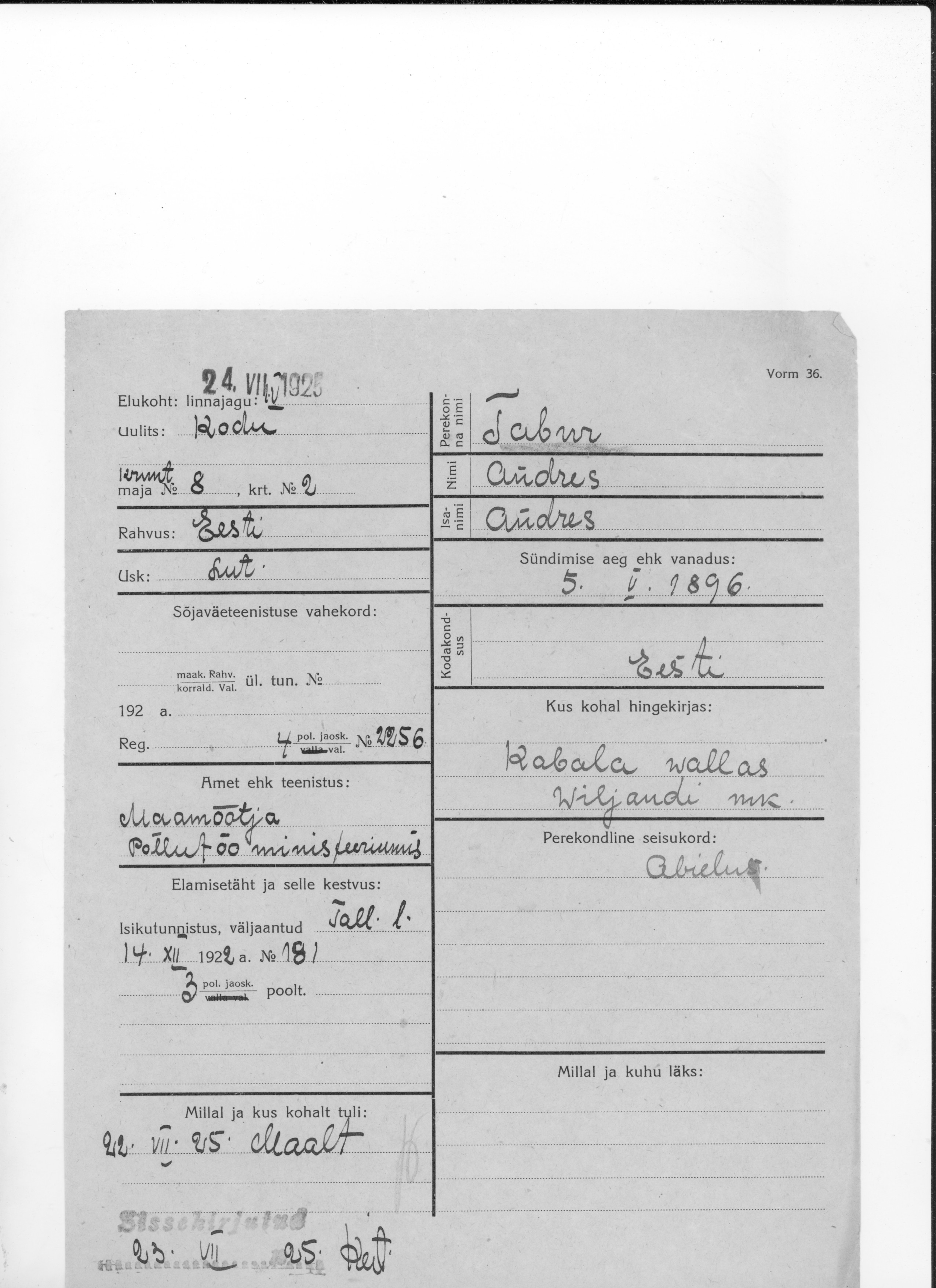 Tabur, Andres, Andres