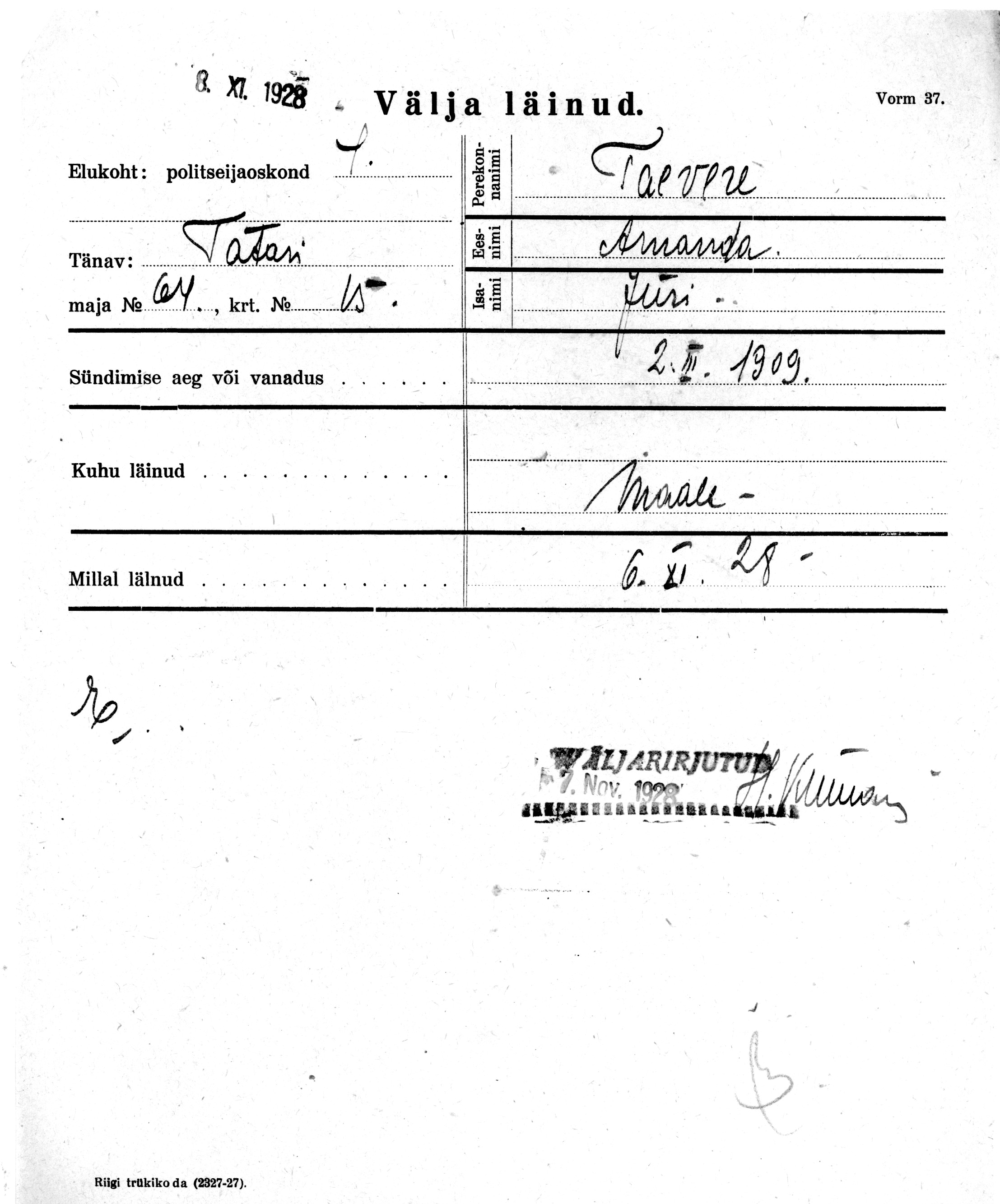 Taevere, Amanda, Jüri