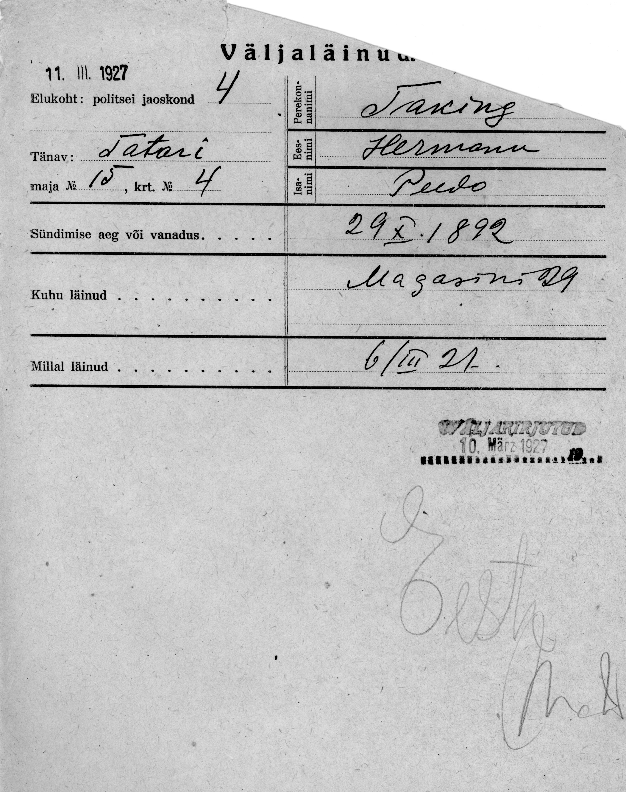 Taking, Hermann, Peedo