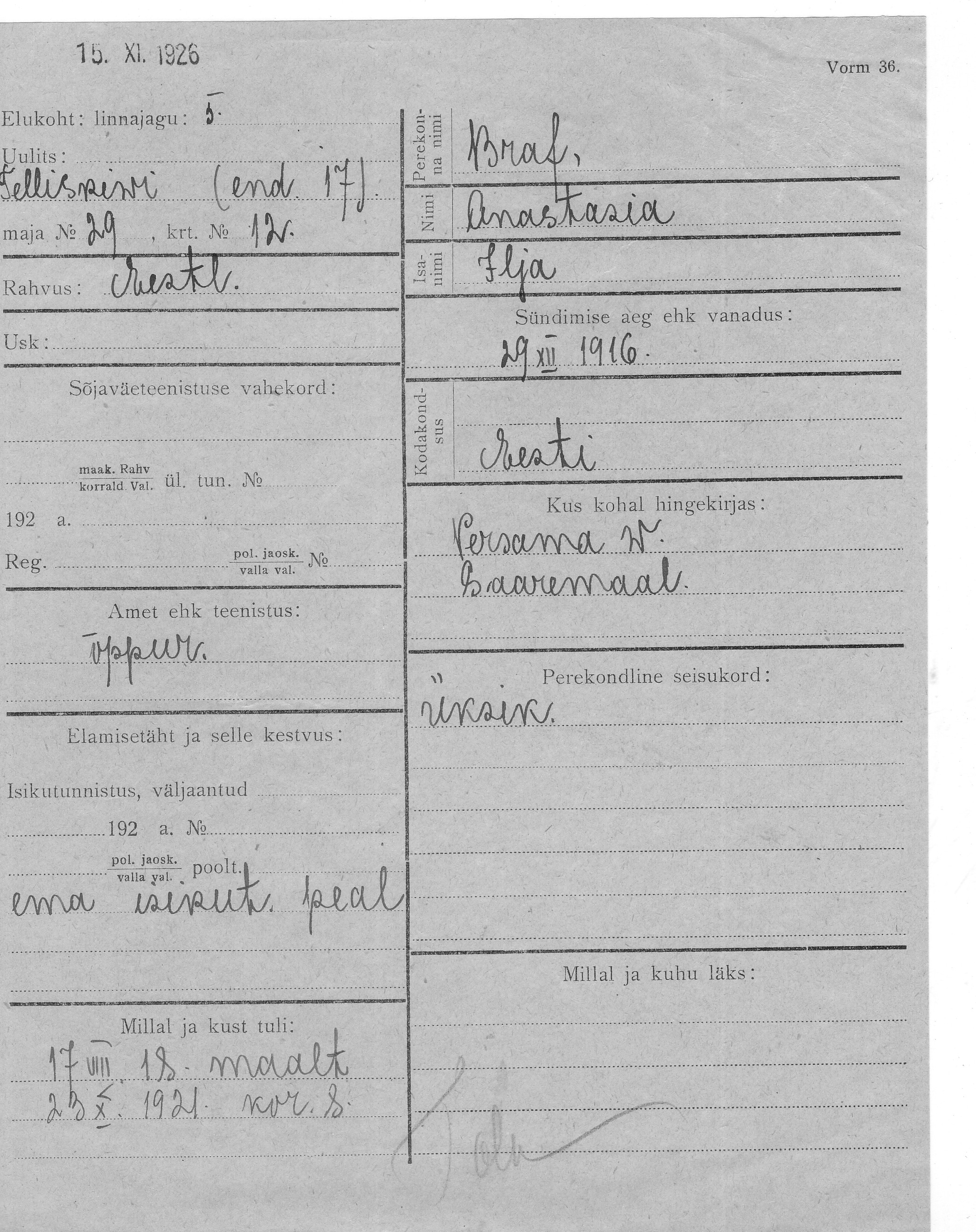 Braf, Anastasia, Ilja