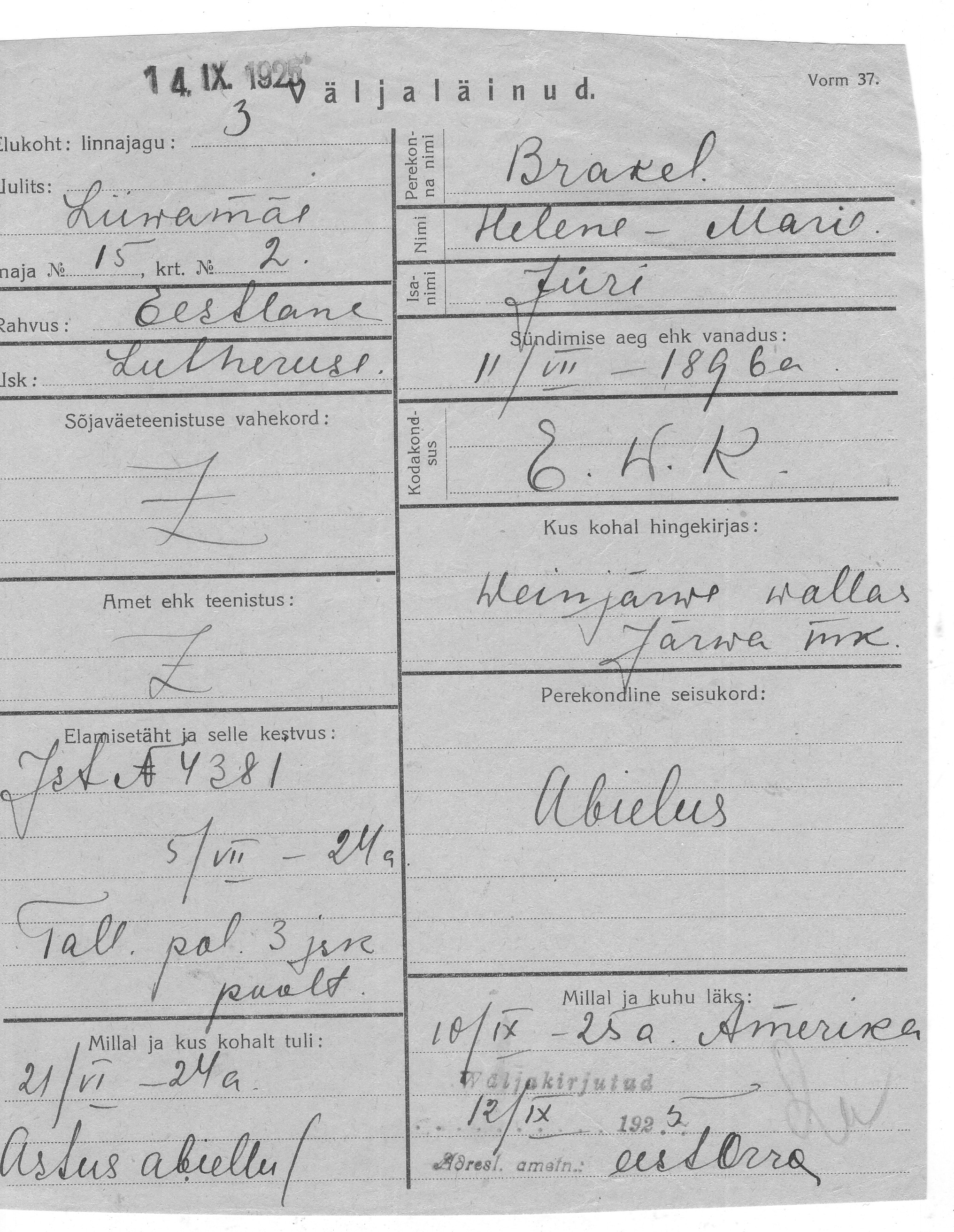 Brakel, Helene, Marie