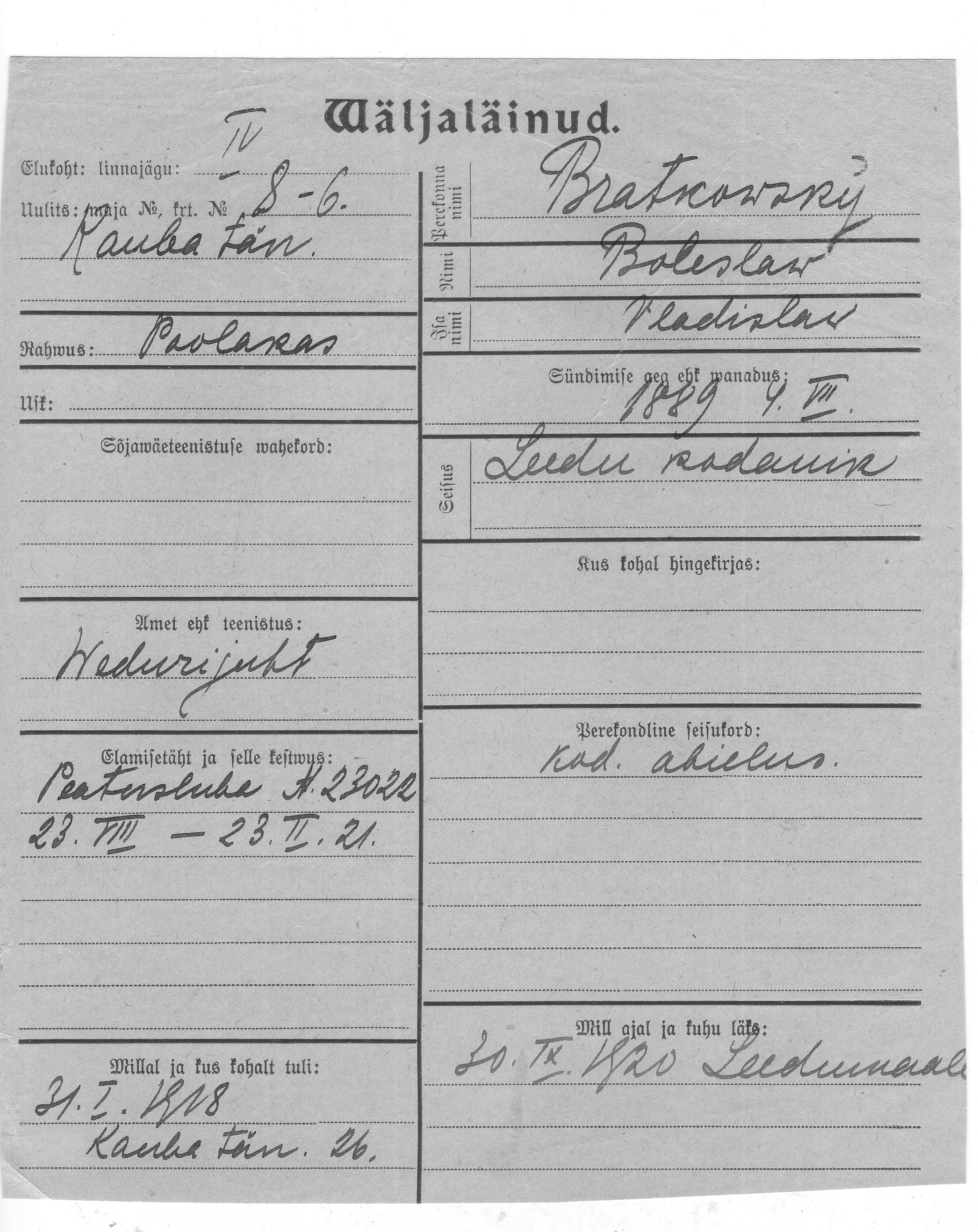 Bratkowsky, Boleslaw, Vladislav