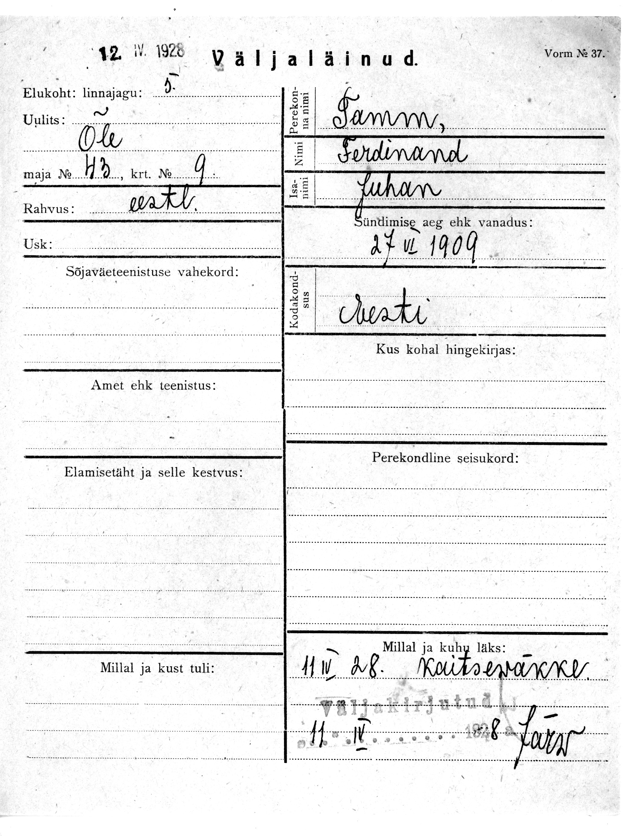 Tamm, Ferdinand, Juhan