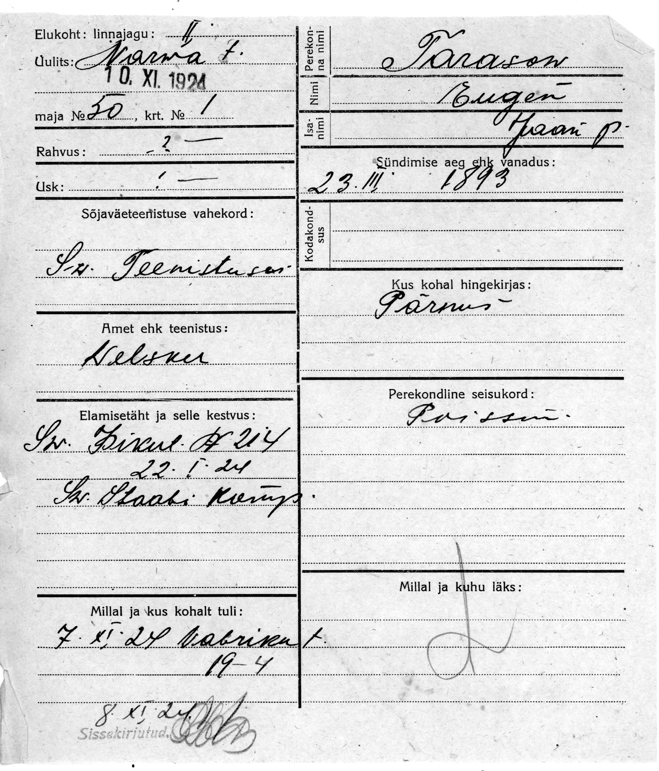 Tarasov, Eugen, Jaan