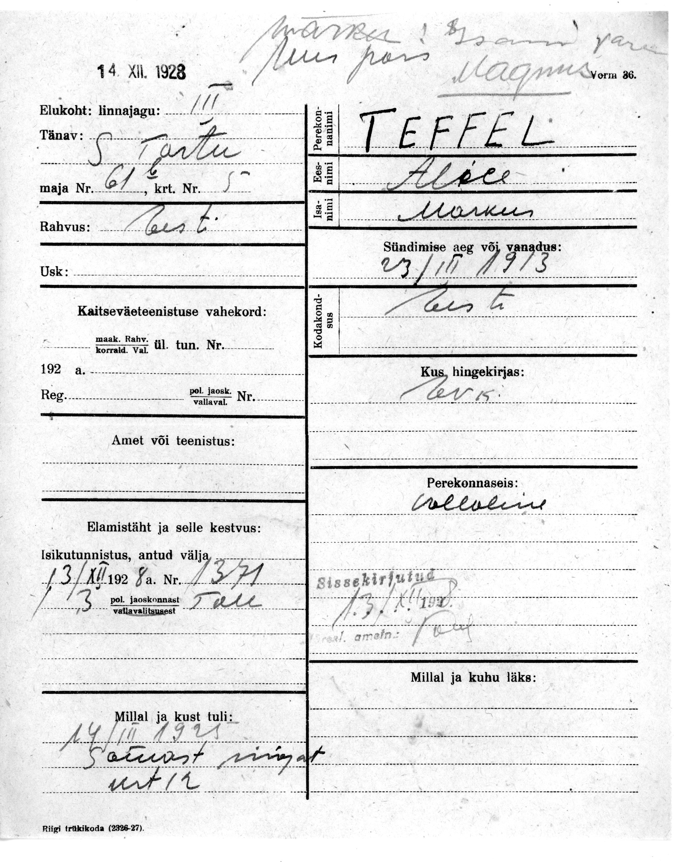 Teffel, Alice, Markus