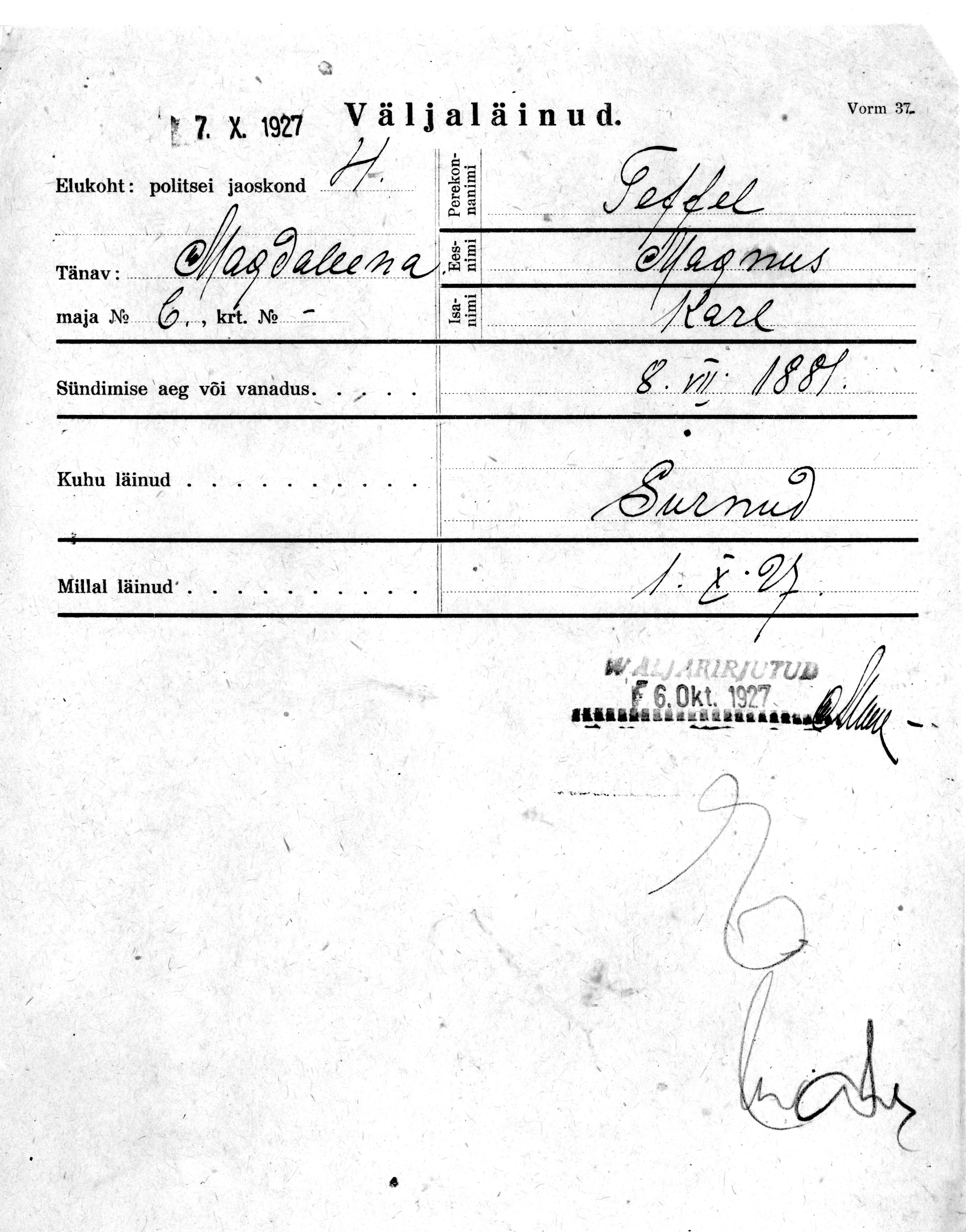 Teffel, Magnus, Karl