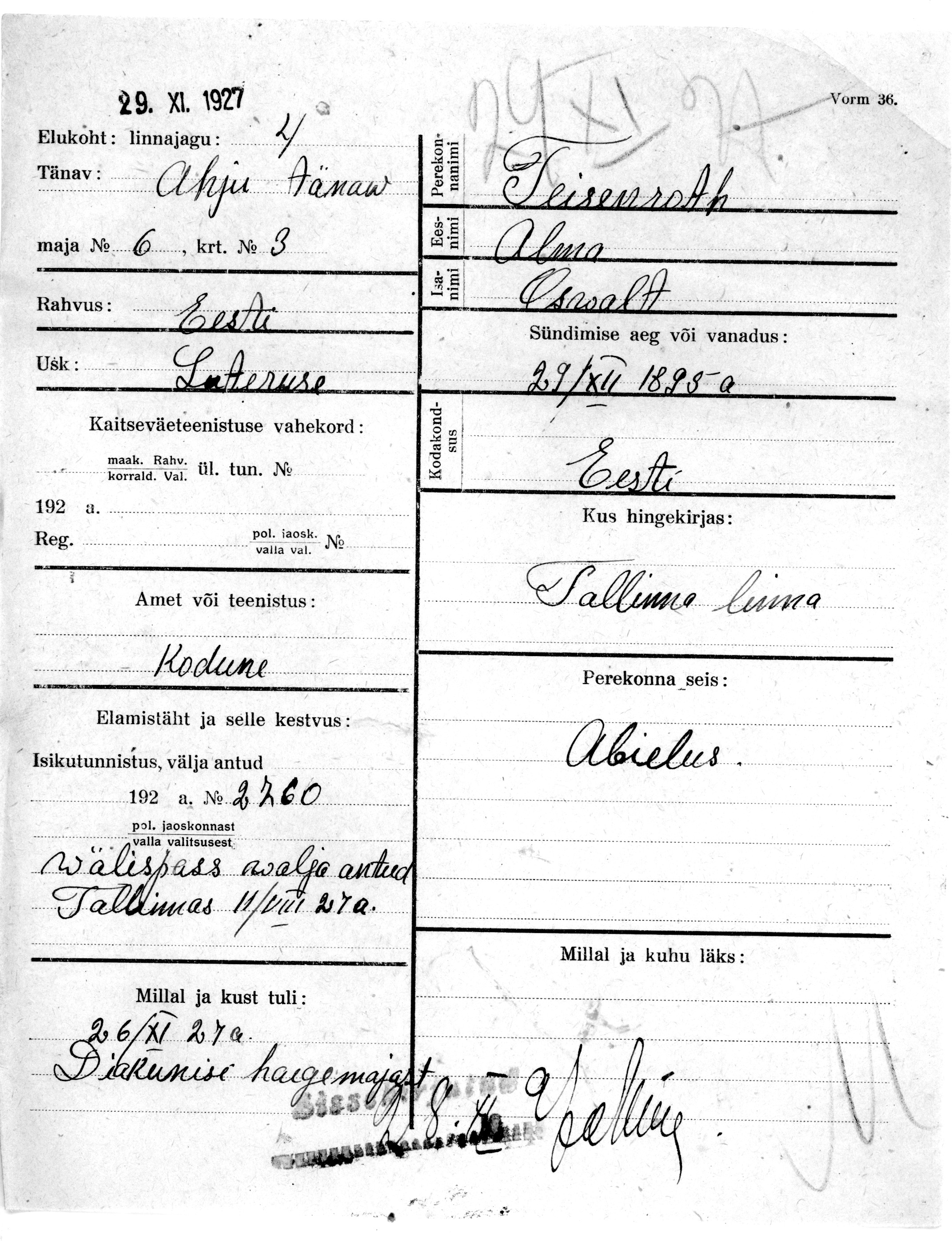 Teisenroth, Alma, Oswalt