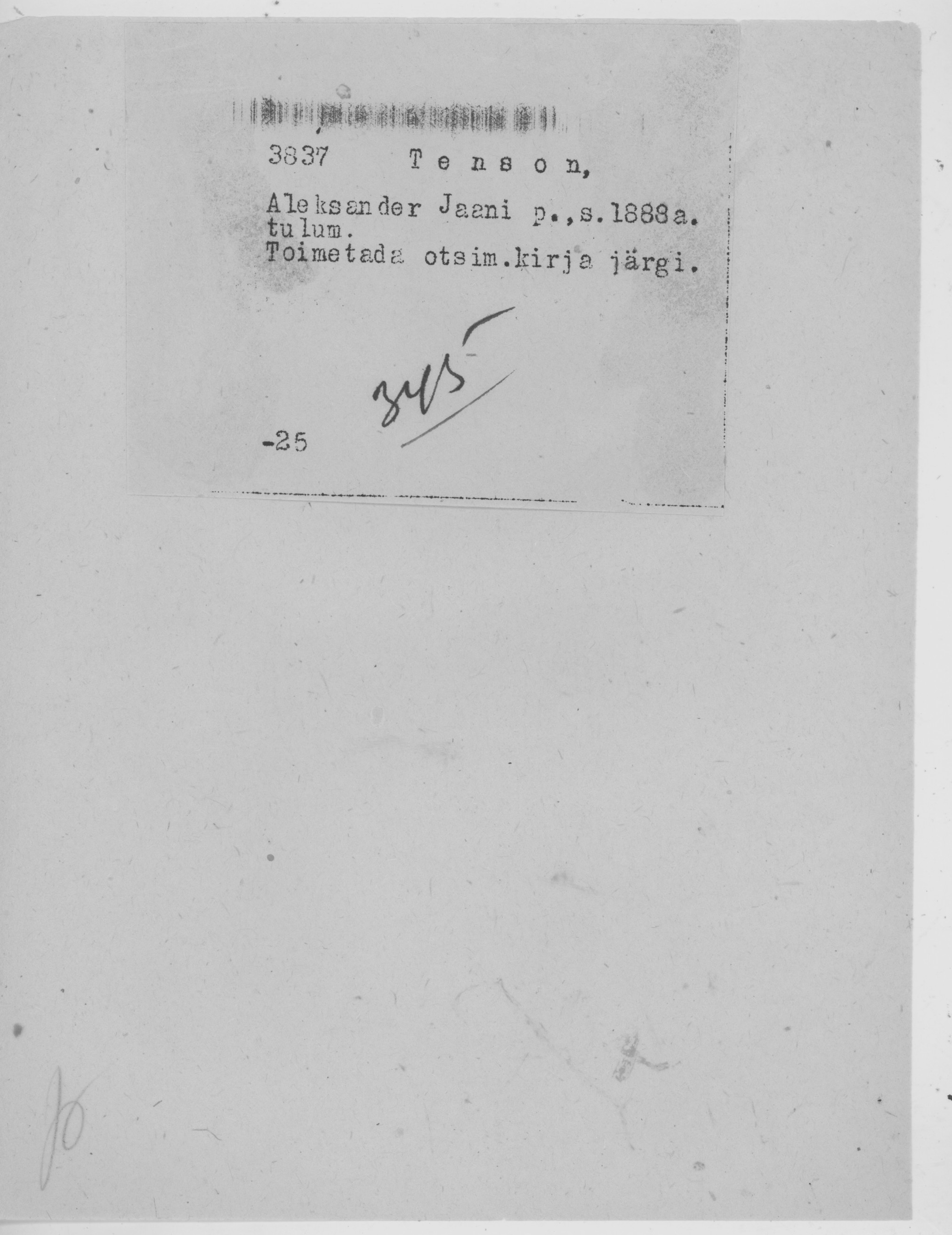 Tenson, Aleksander, Jaan