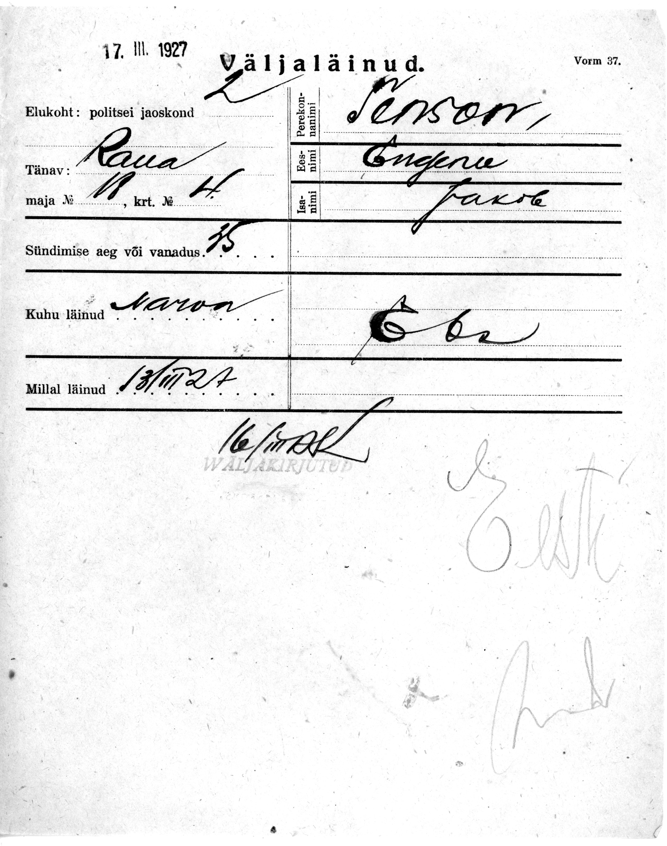 Tenson, Eugenie, Jakob