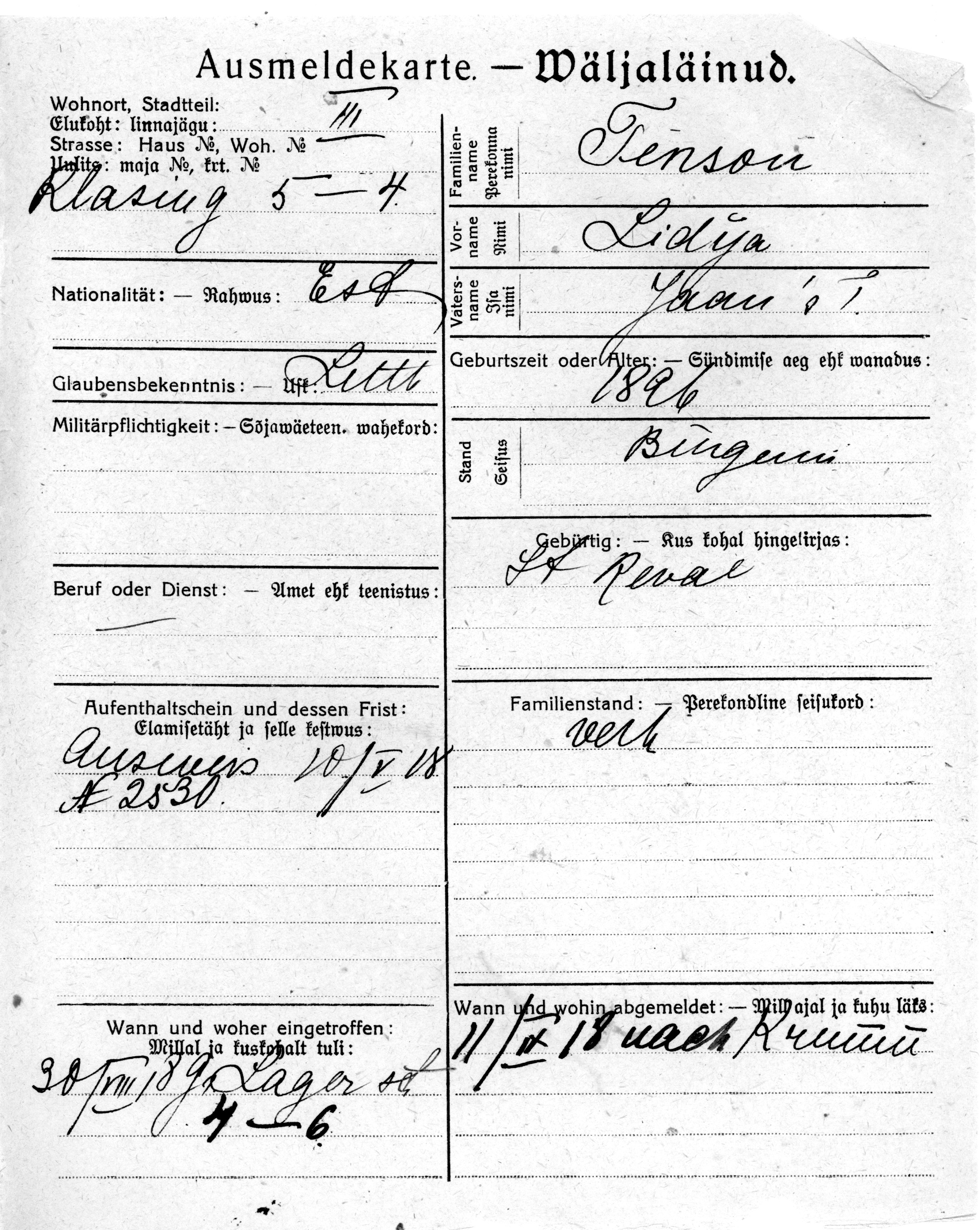 Tenson, Lidija, Jaan