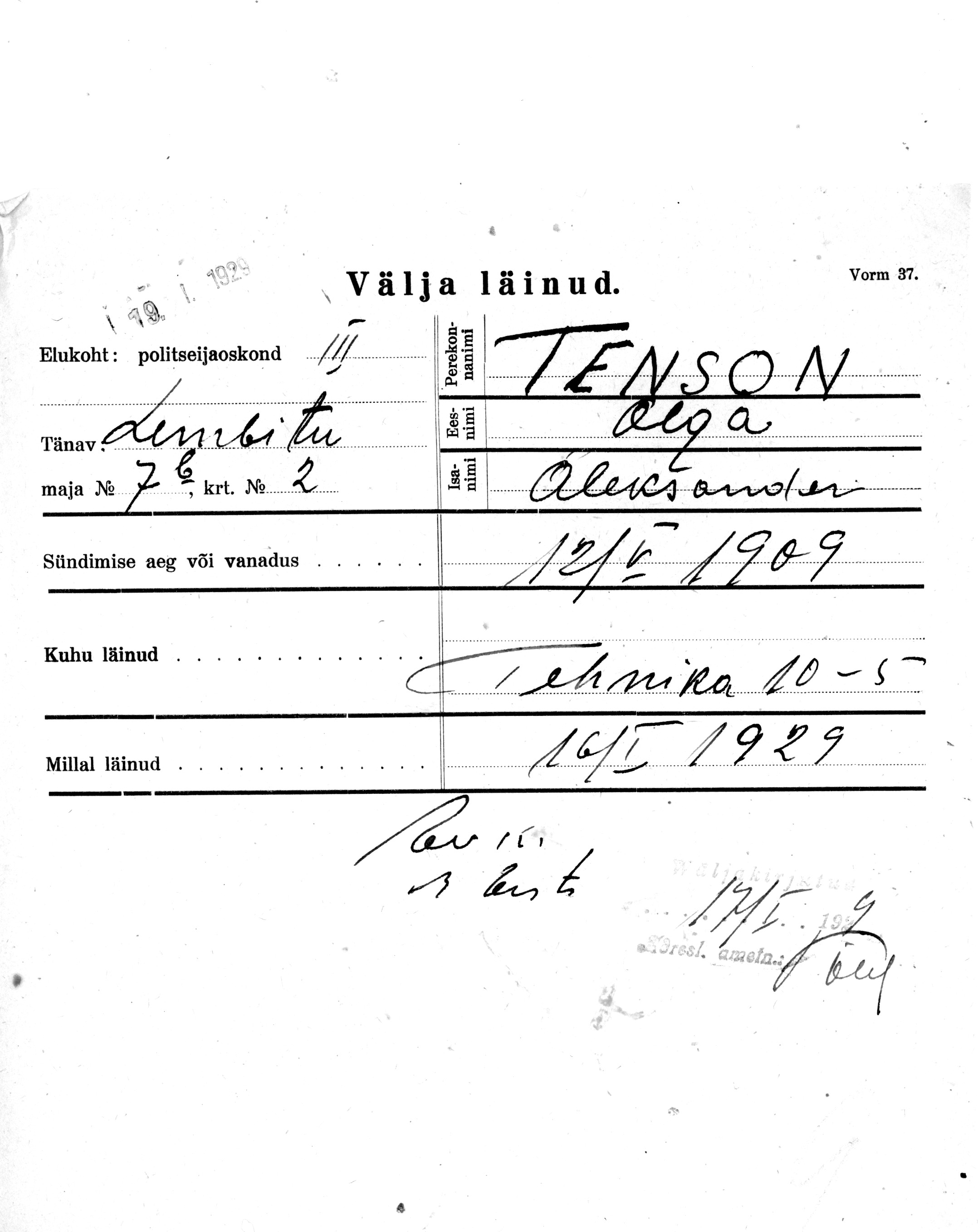 Tenson, Olga, Aleksander