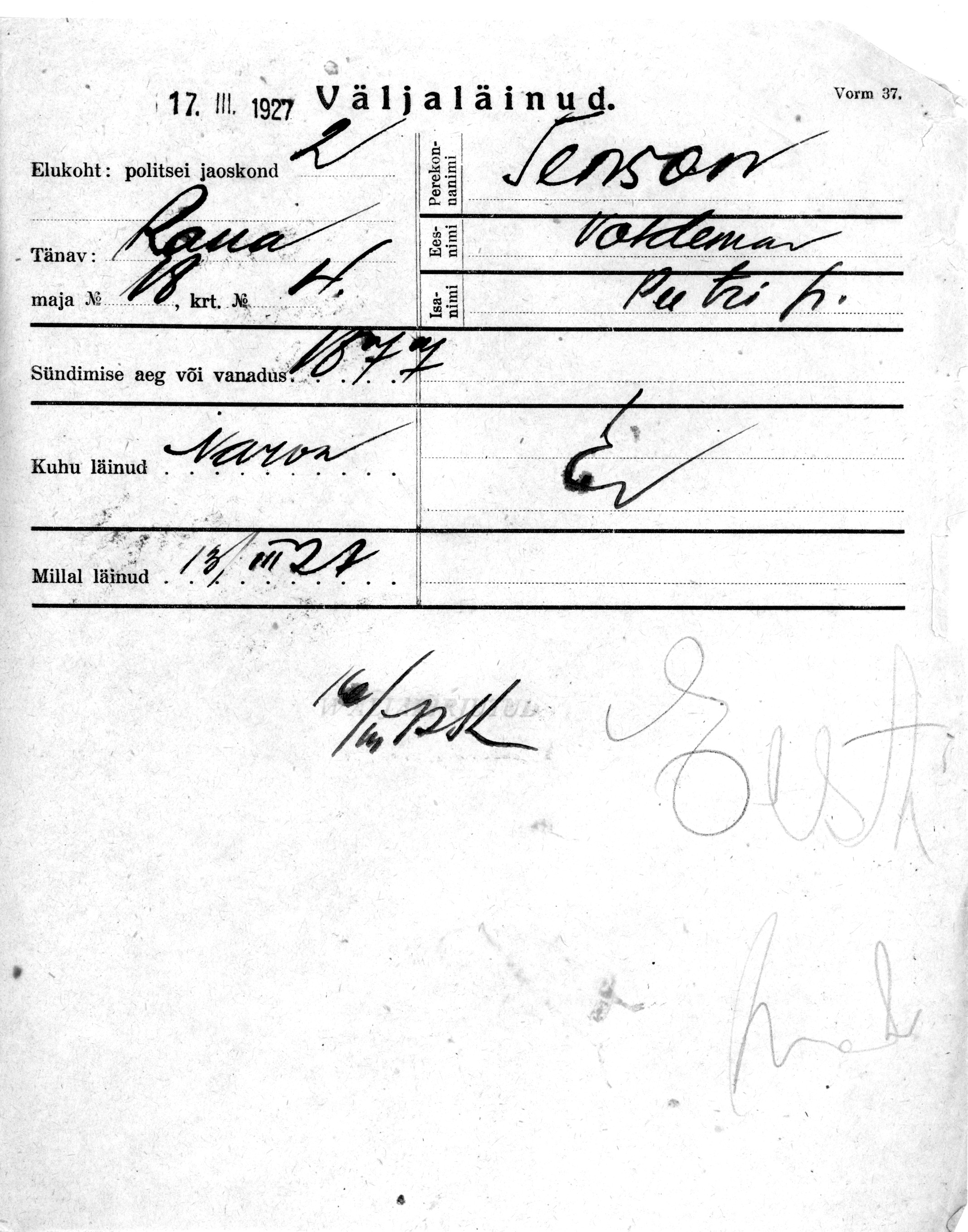 Tenson, Voldemar, Peeter