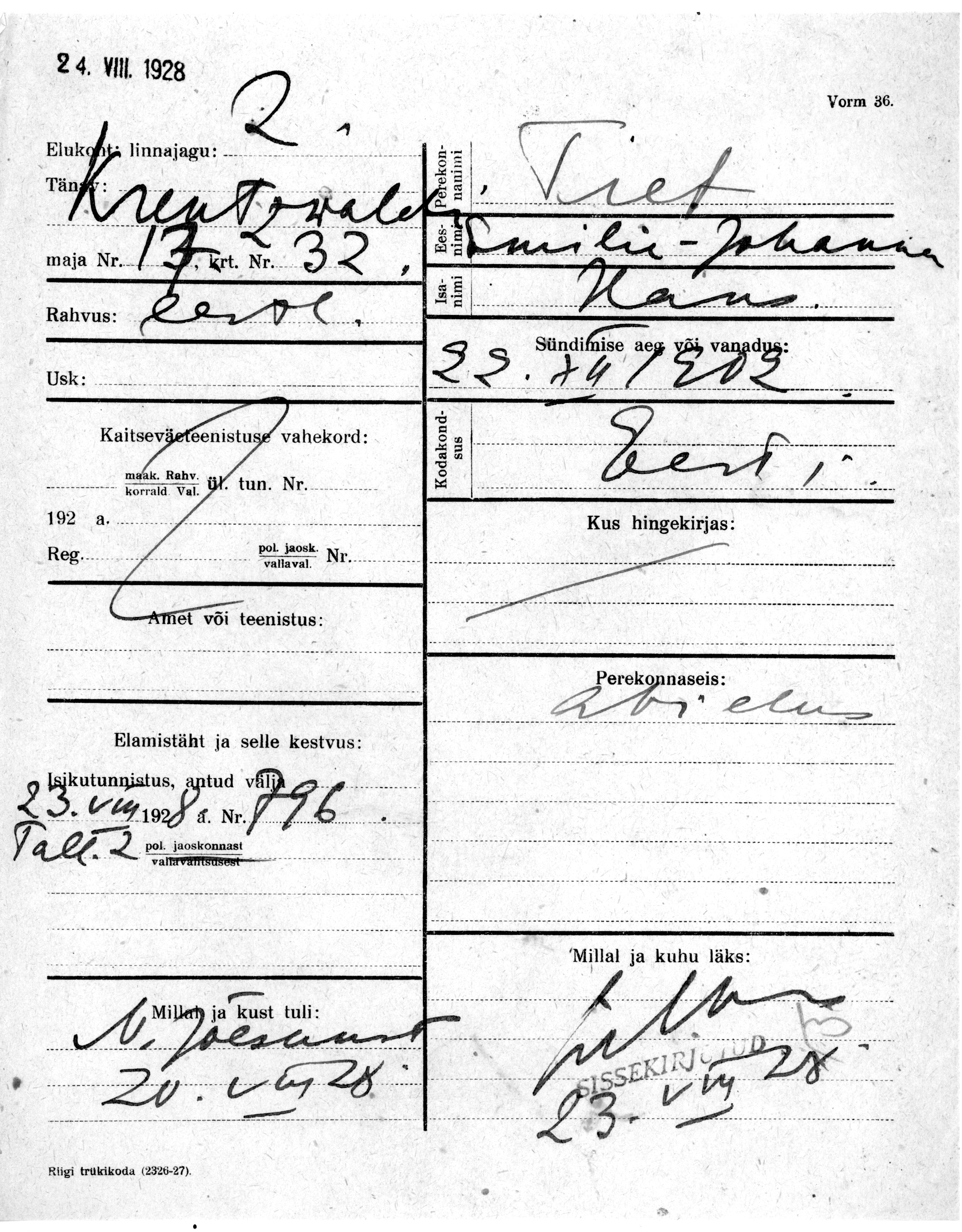 Tief, Emilie-Johanna, Hans