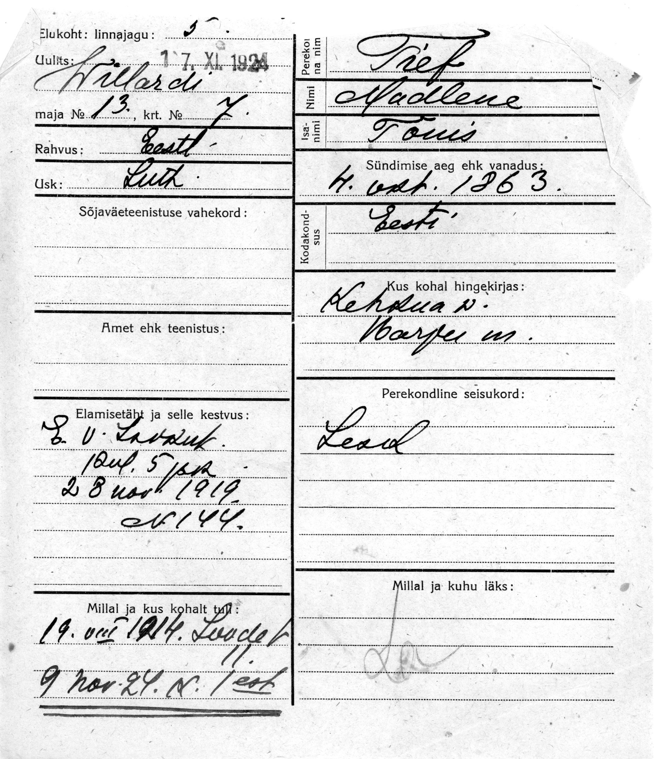 Tief, Madlene, Tõnis