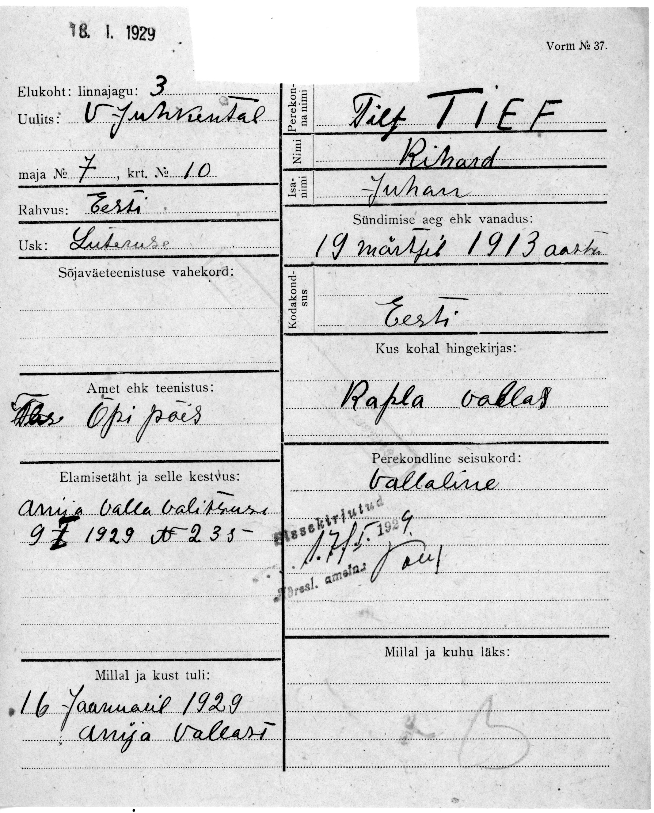 Tief, Richard, Juhan