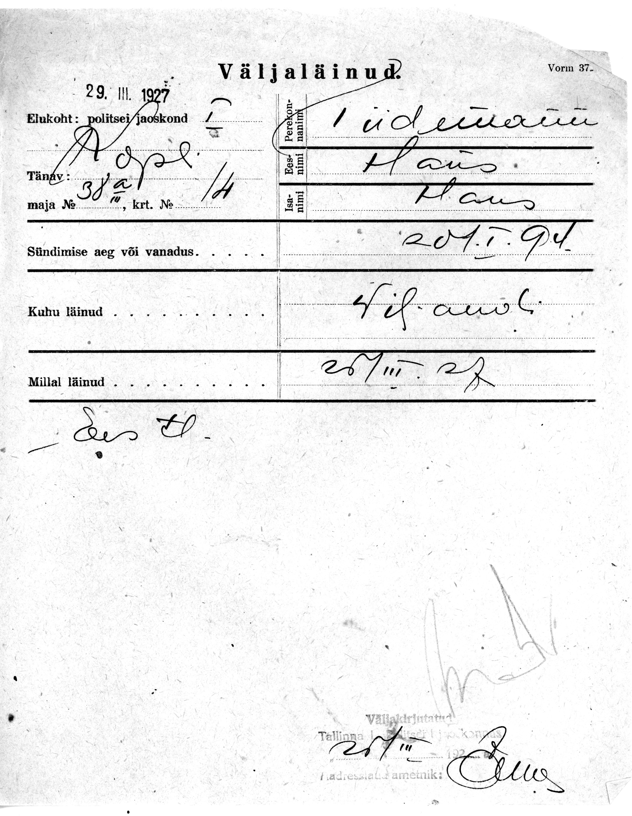 Tiidemann, Hans, Hans