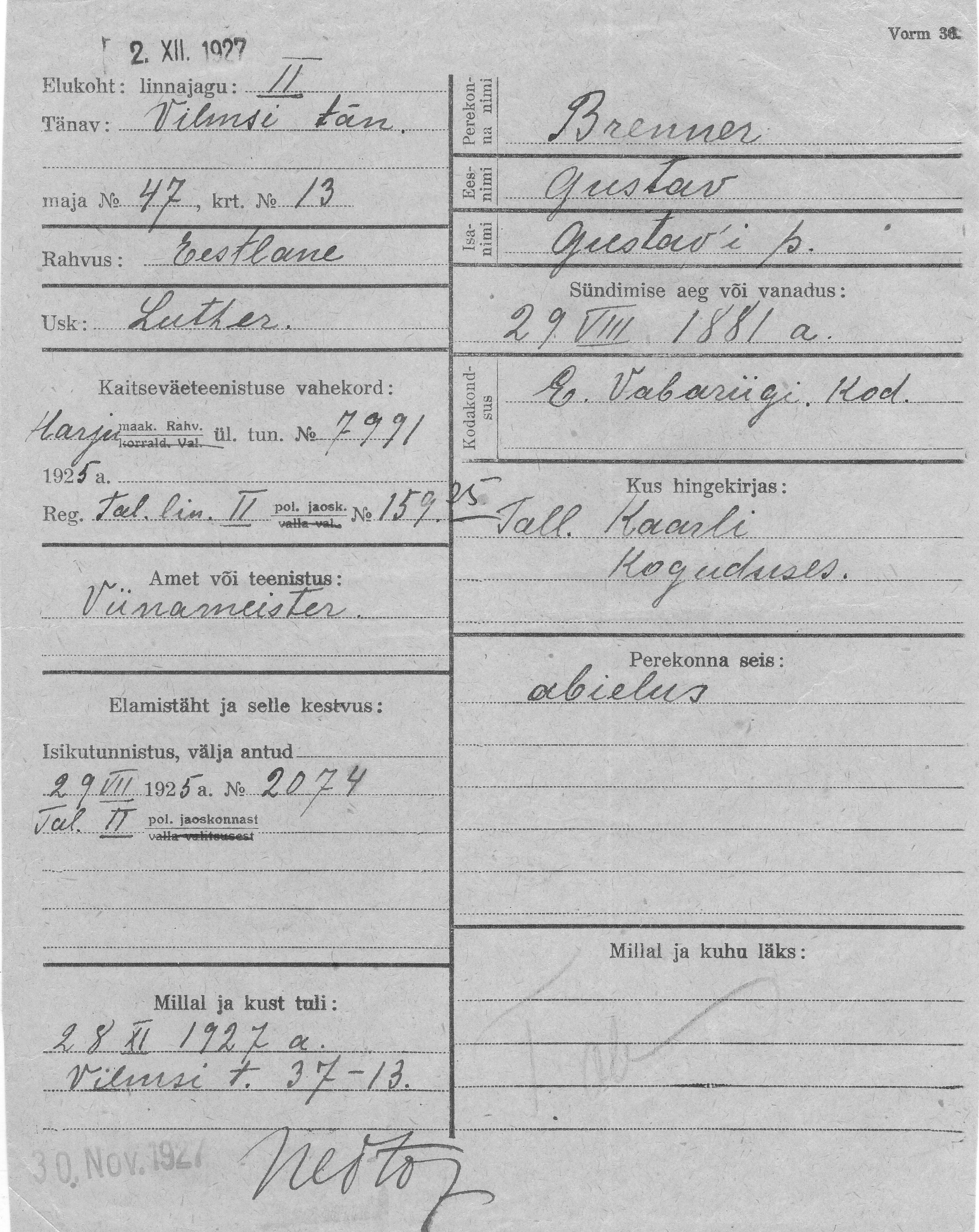 Brenner, Gustav, Gustav