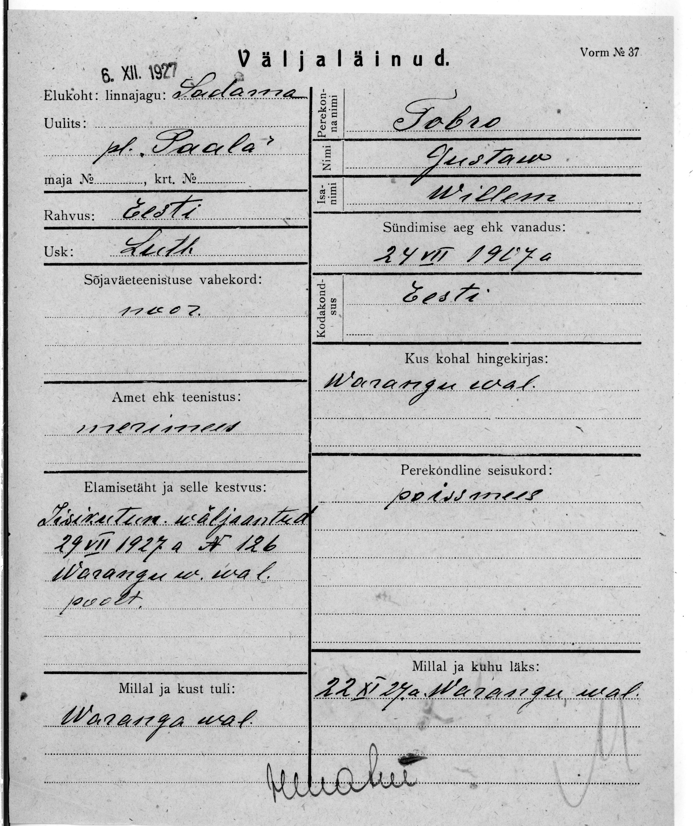 Tobro, Gustav, Willem