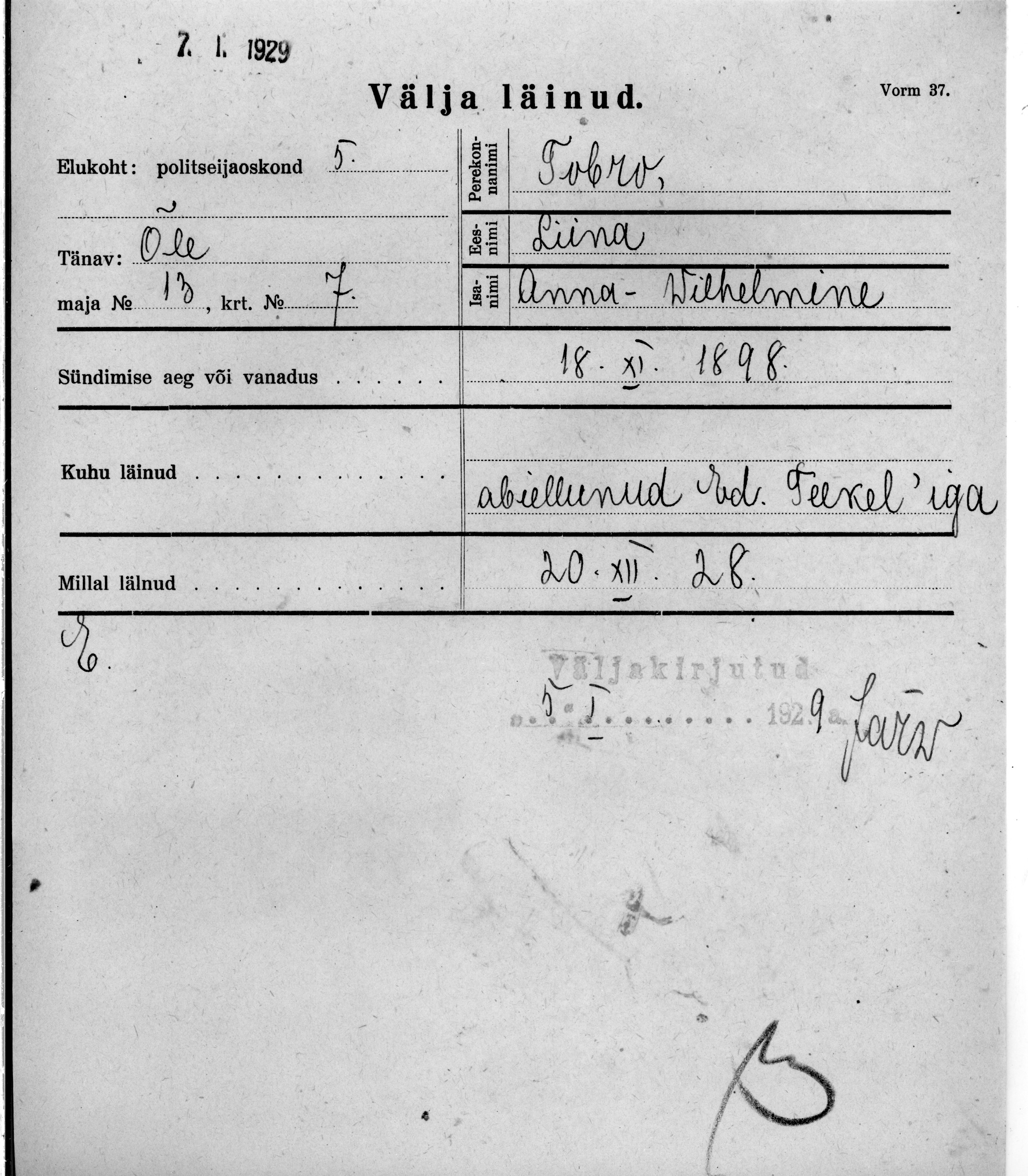 Tobro, Liina, Anna-Wilhelmine