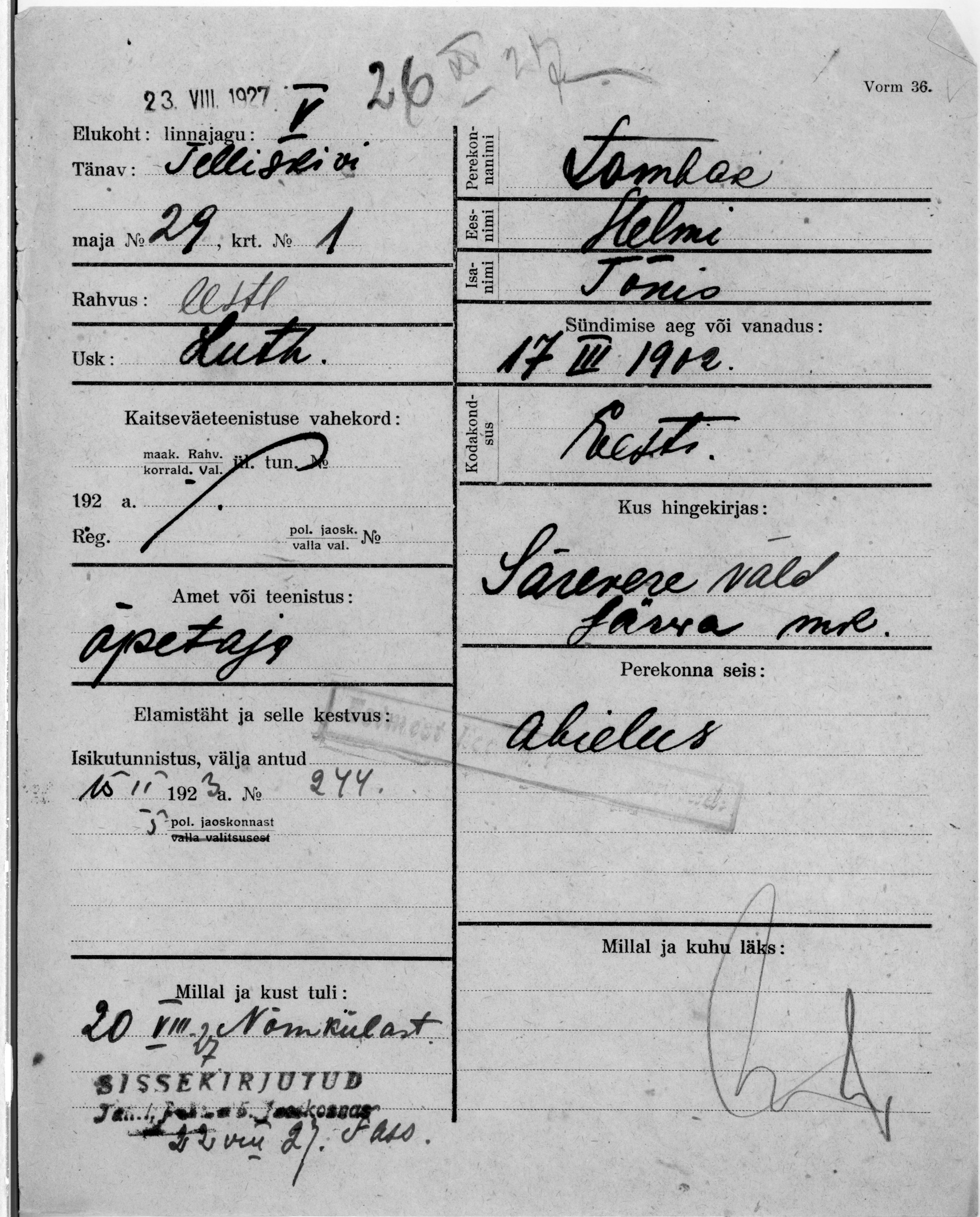 Tombak, Helmi, Tõnis