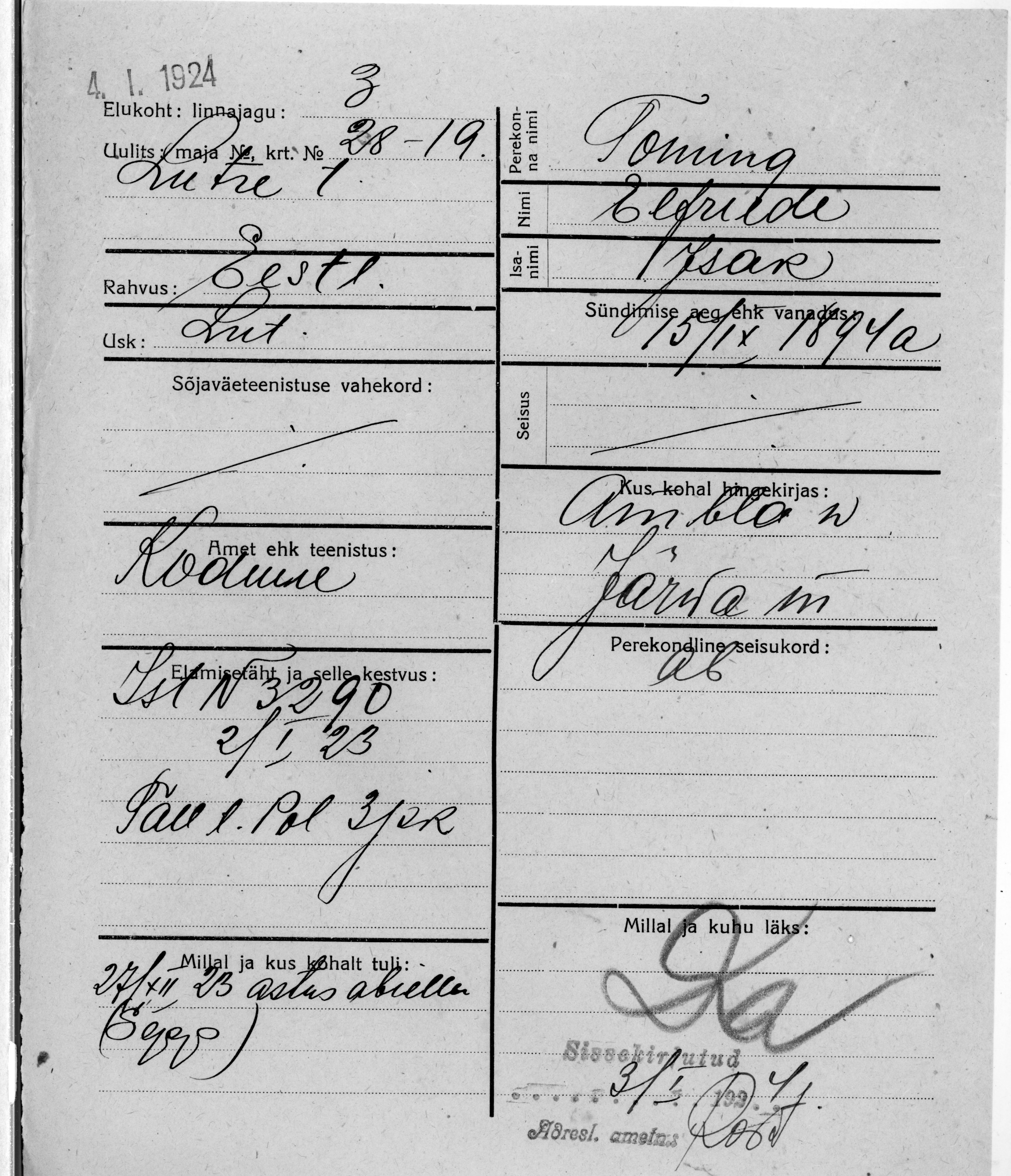 Toming, Elfriede, Isak