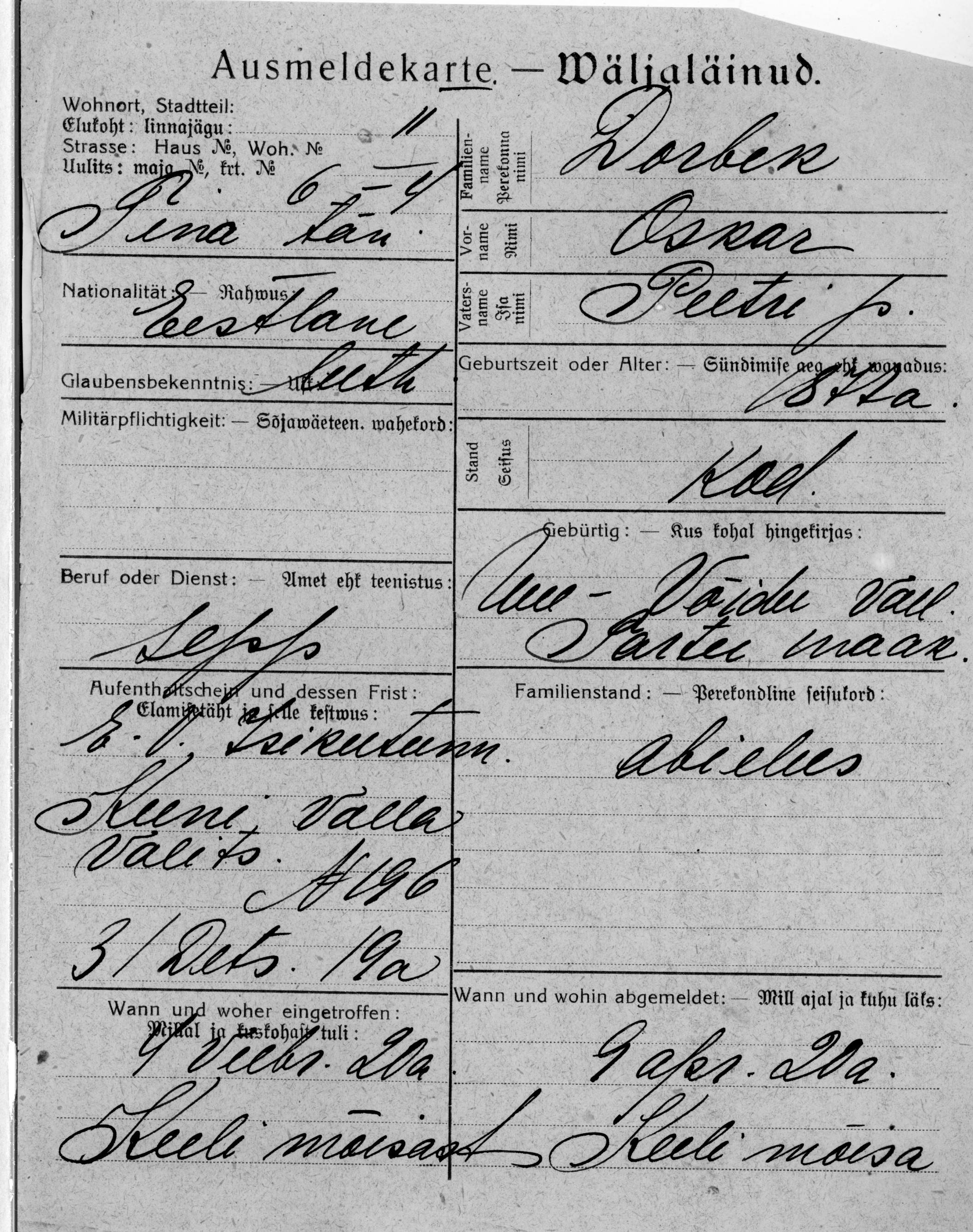 Dorbek, Oskar, Peeter