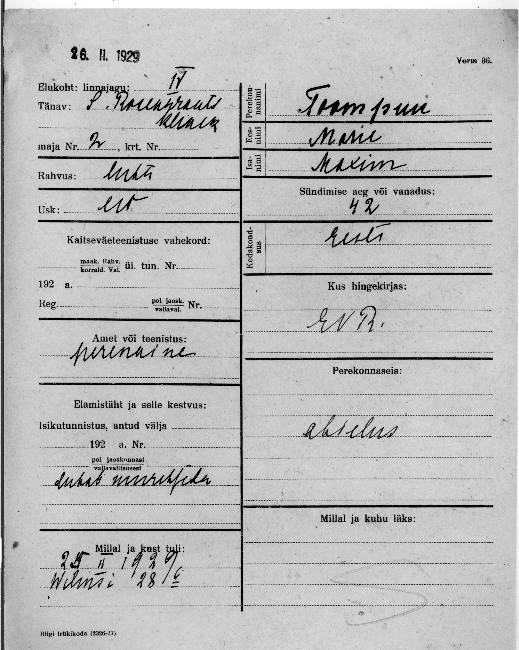 Toompuu, Marie, Maxim