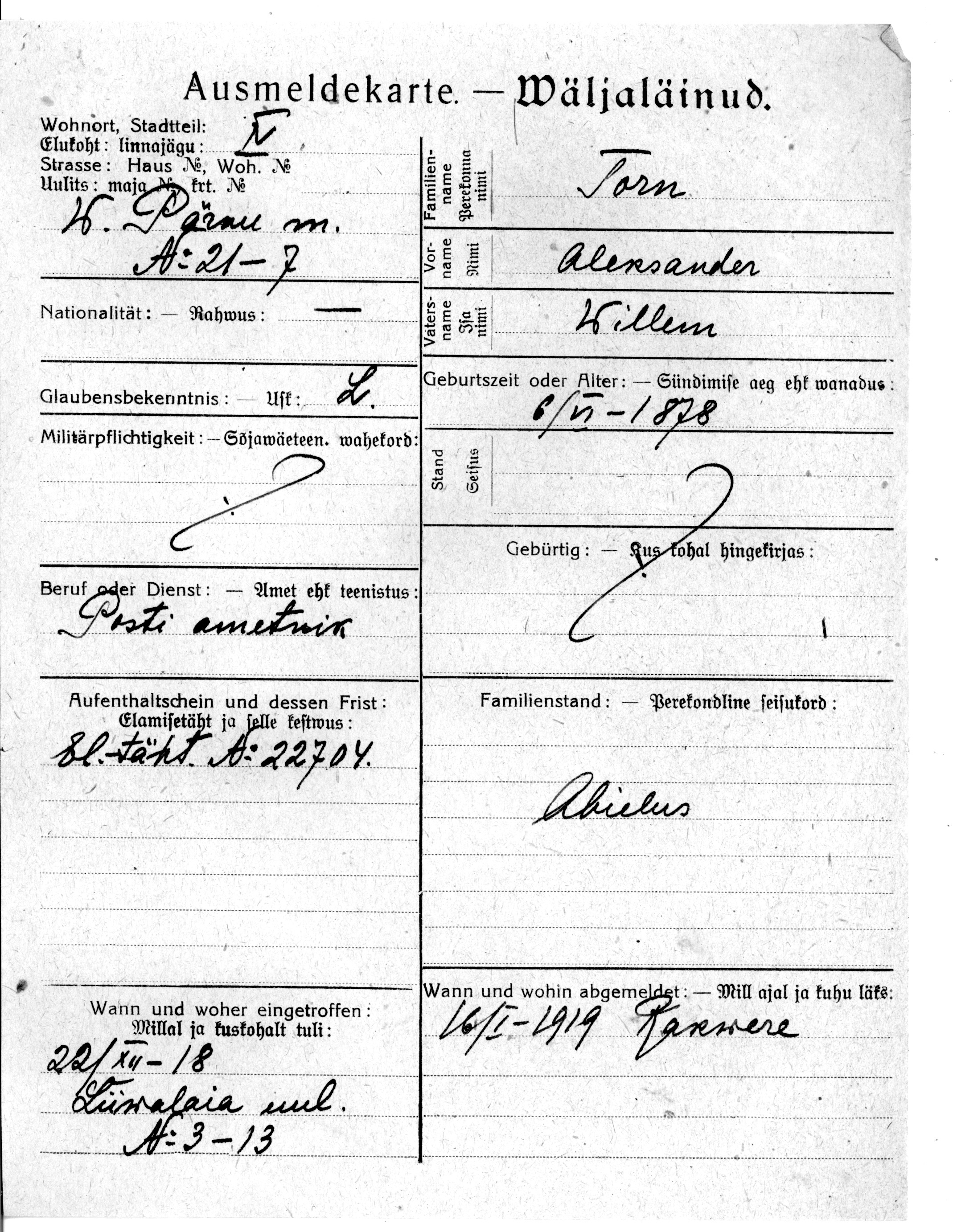 Torn, Aleksander, Willem