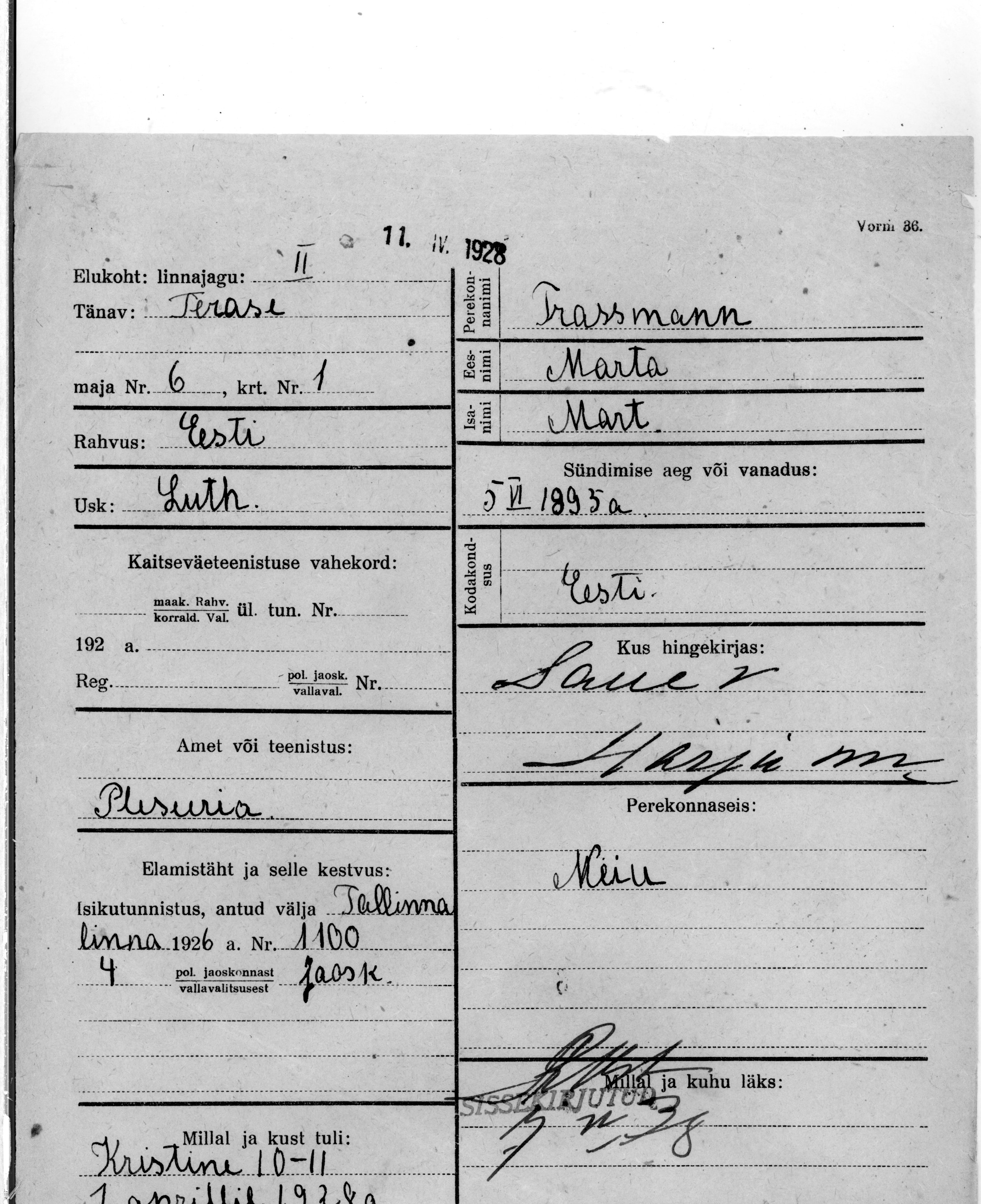 Trassmann, Marta, Mart