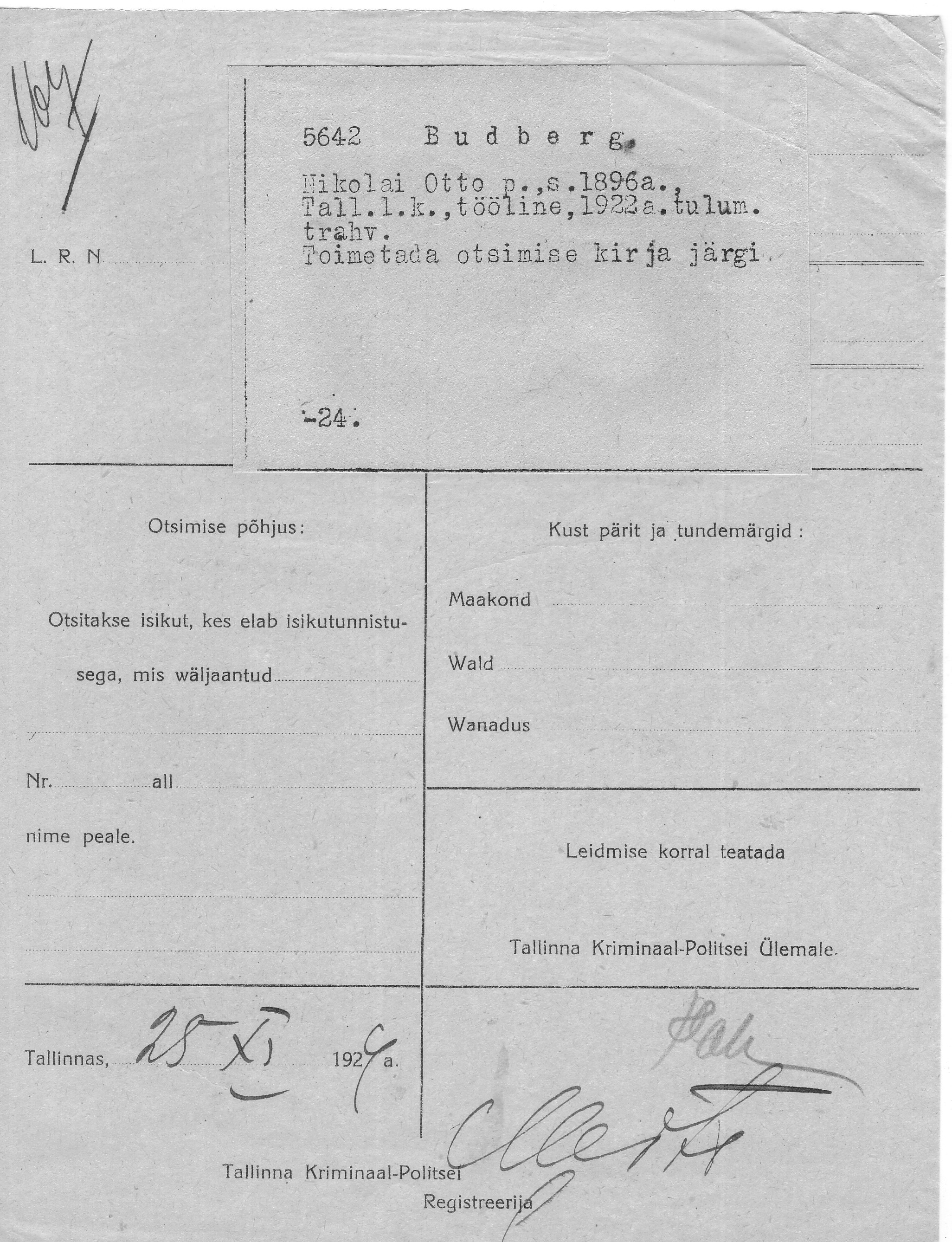 Budberg, Nikolai, Otto