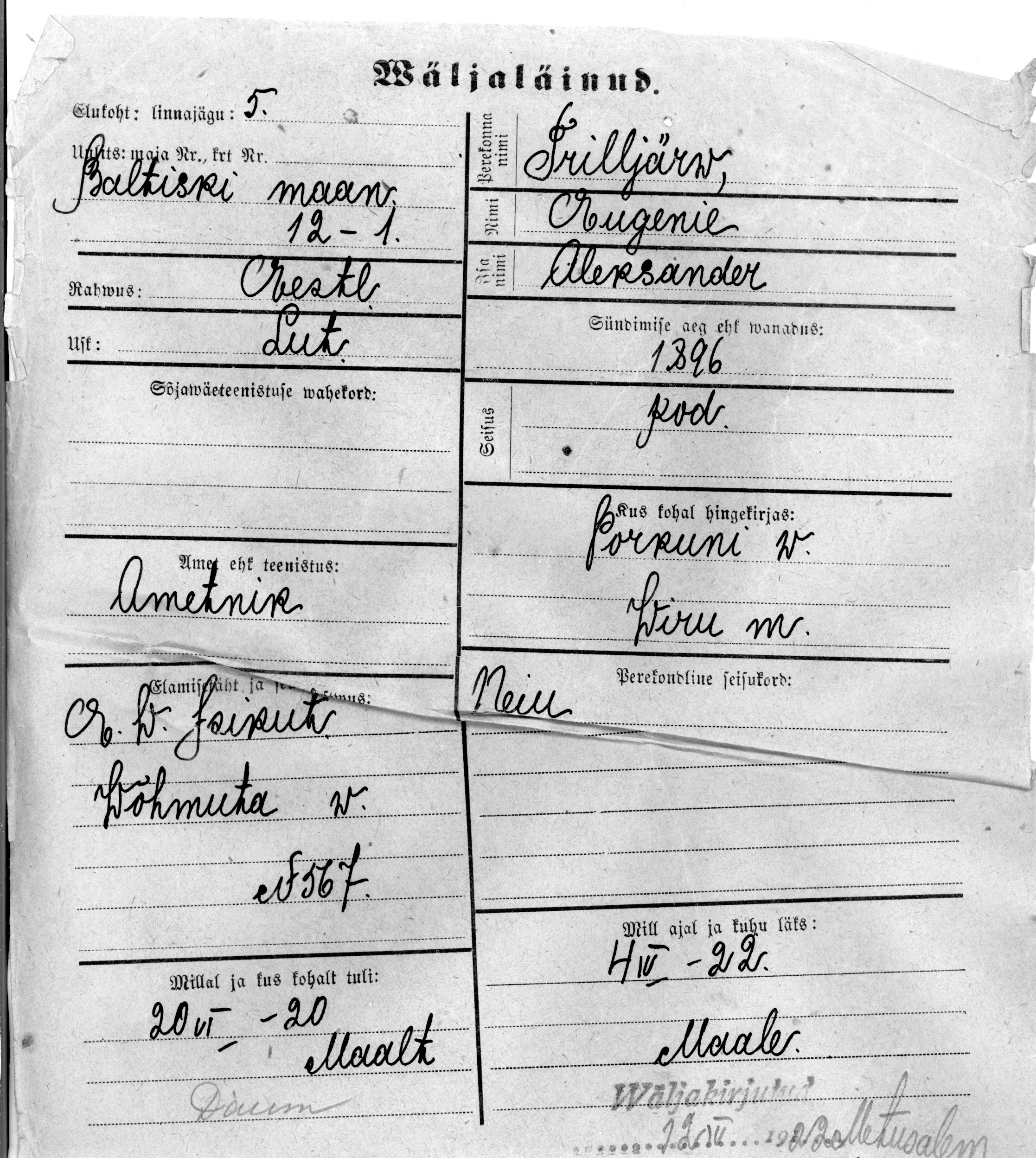 Trilljärv, Eugenie, Aleksander