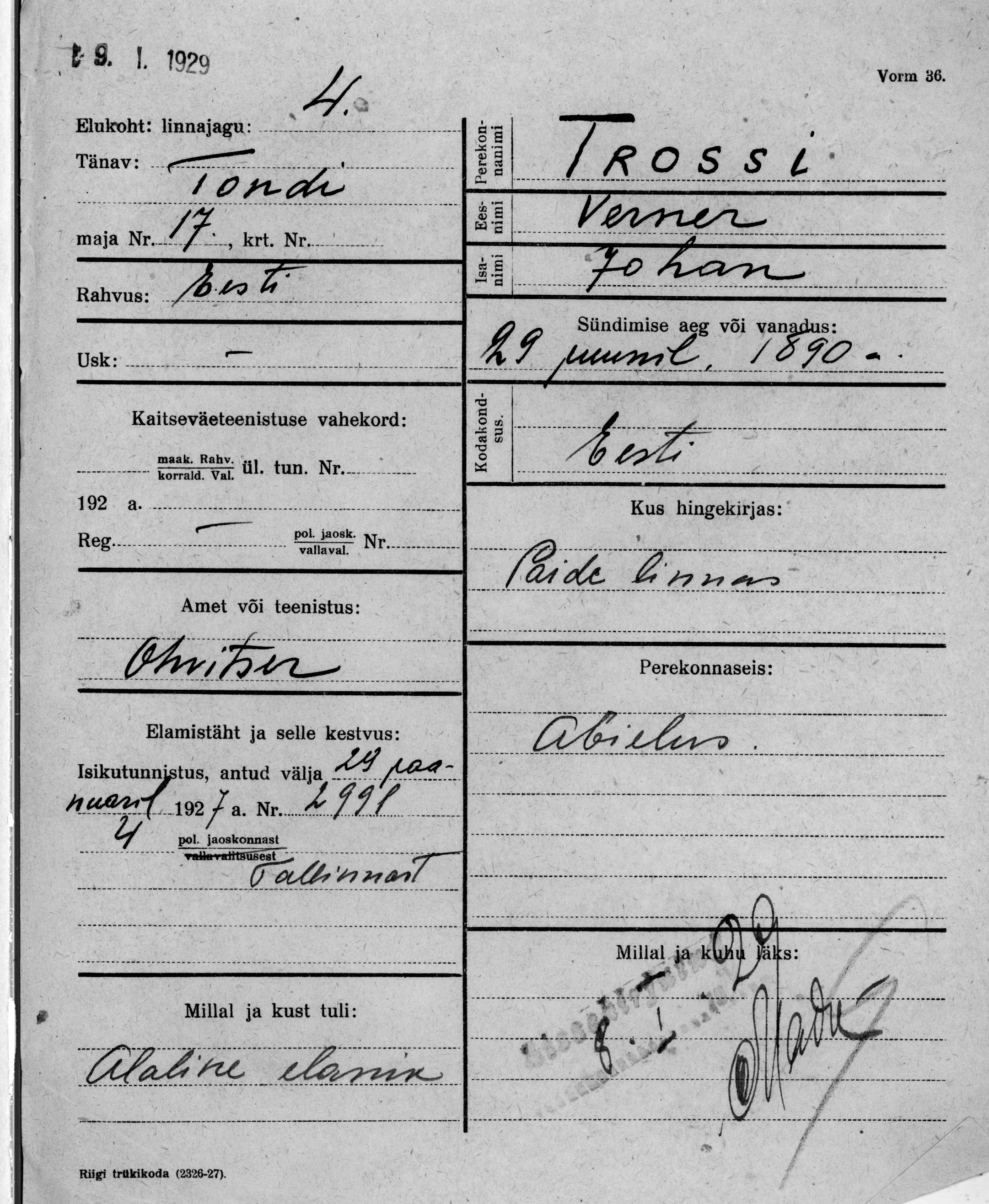 Trossi, Verner, Johan