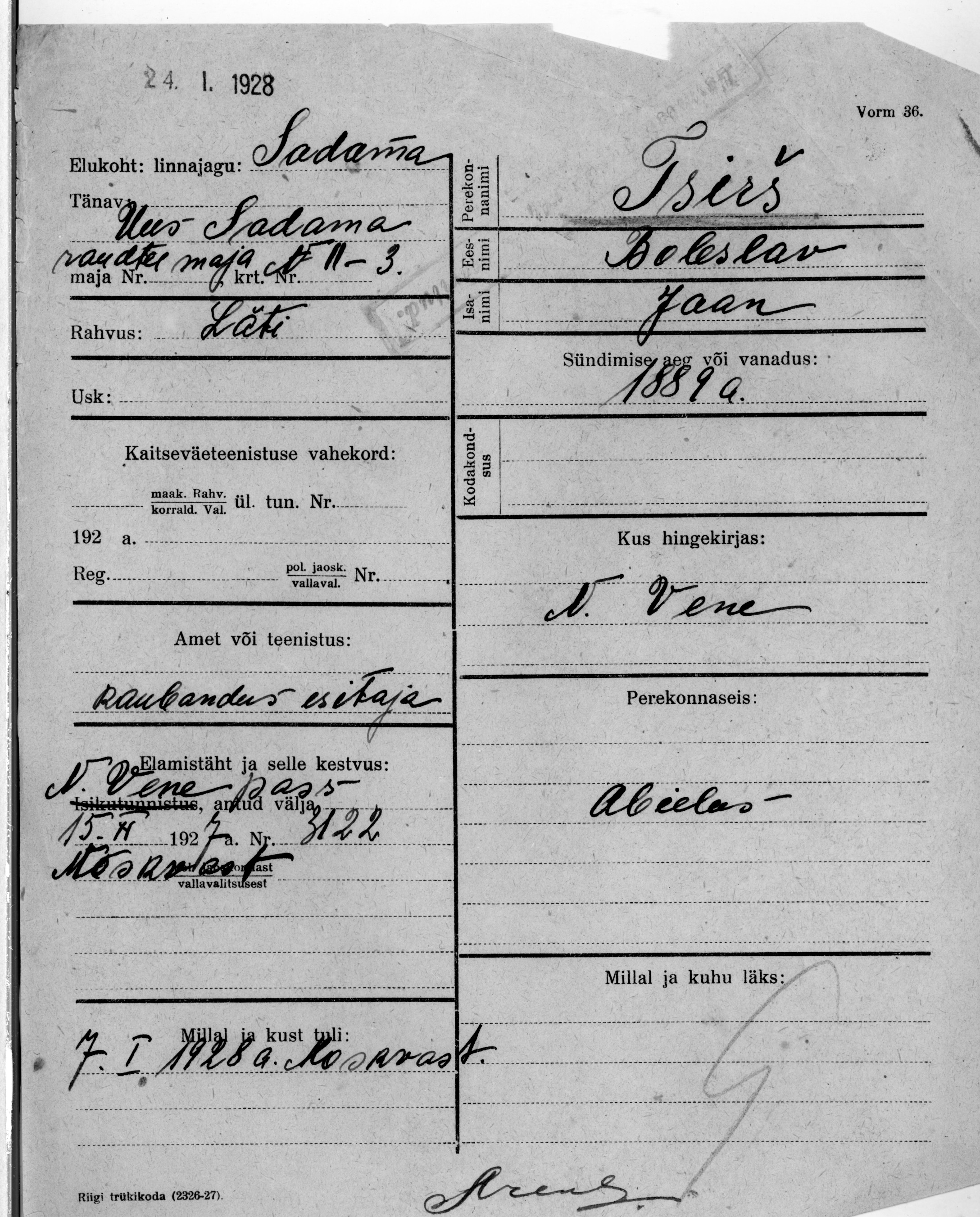 Tsirš, Boleslav, Jaan