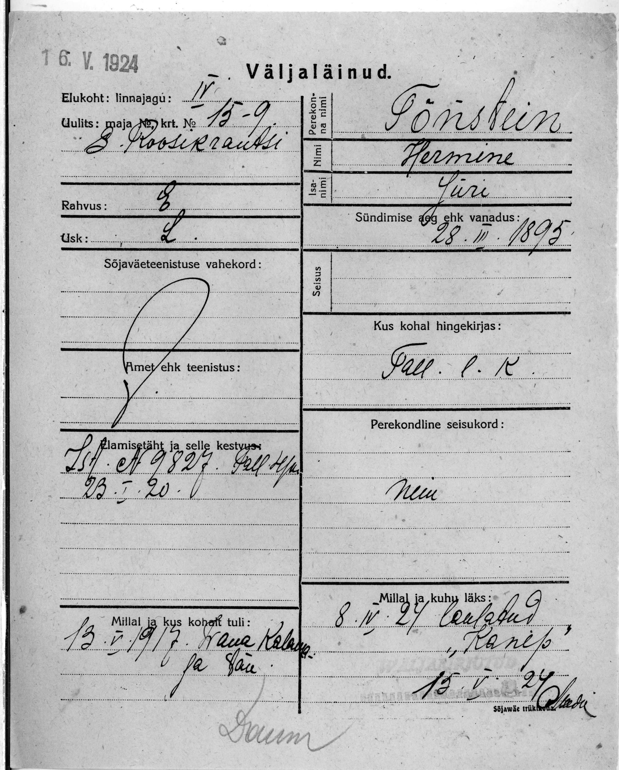 Tõnstein, Hermine, Jüri