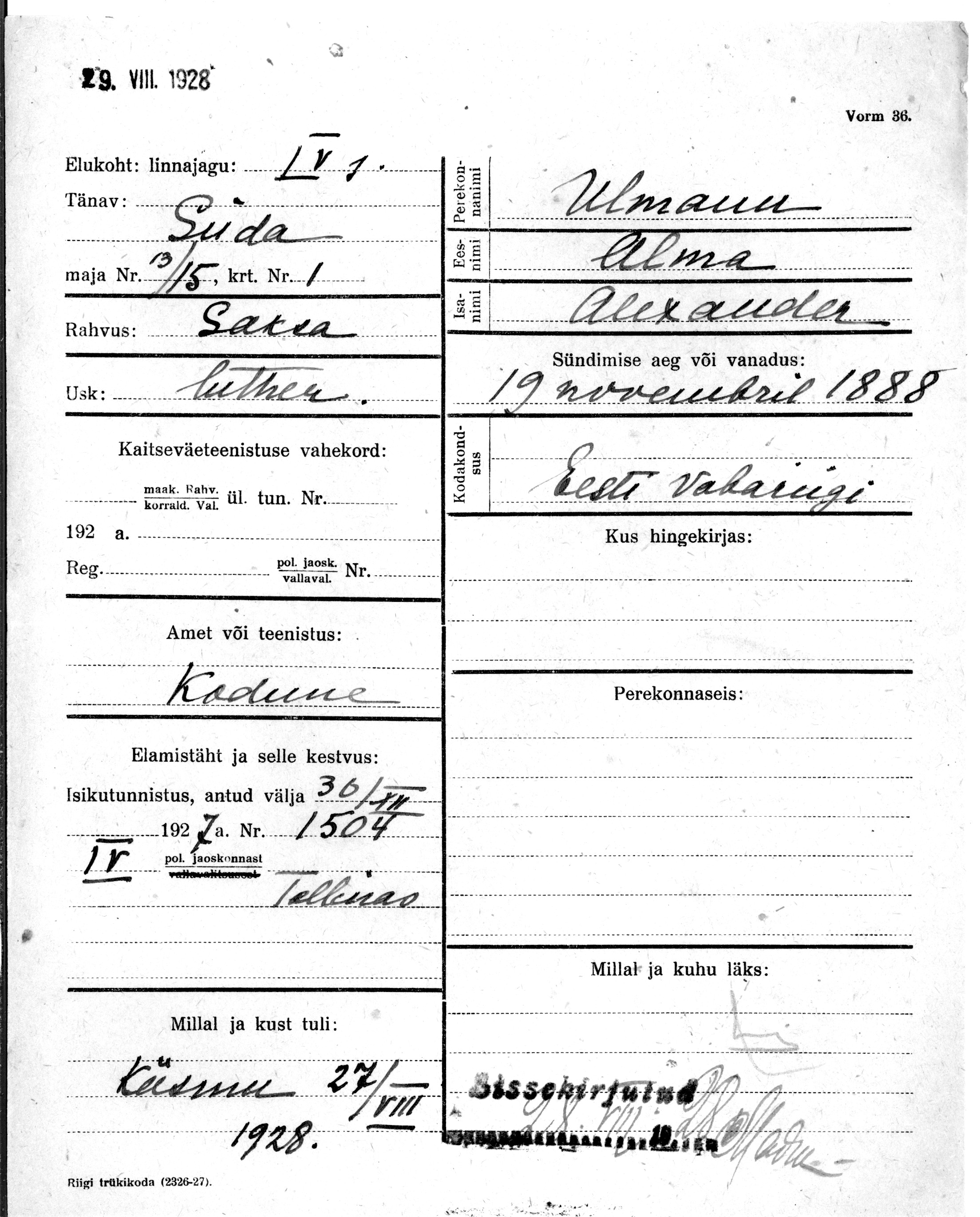 Ulmann, Alma, Alexander