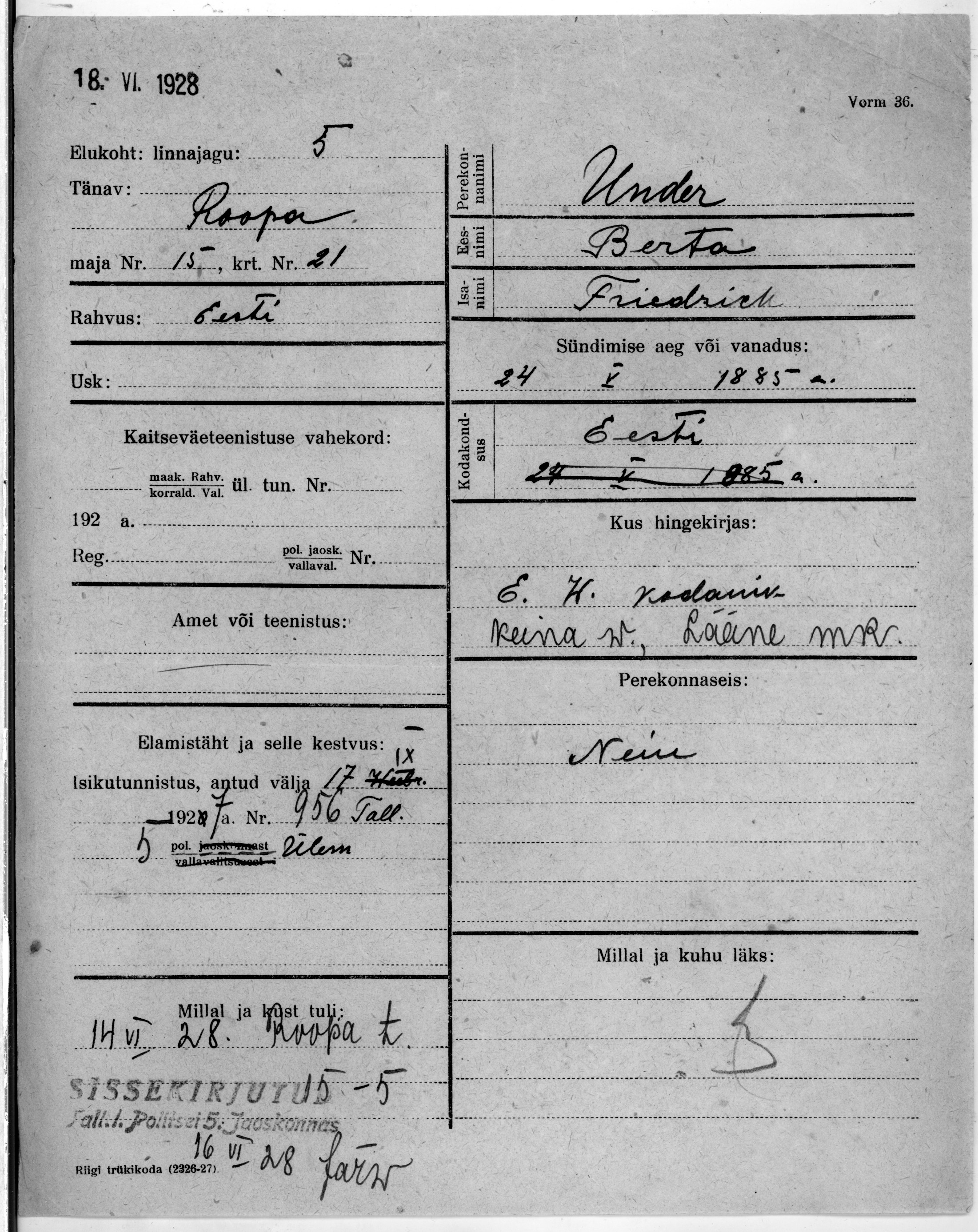 Under, Berta, Friedrich