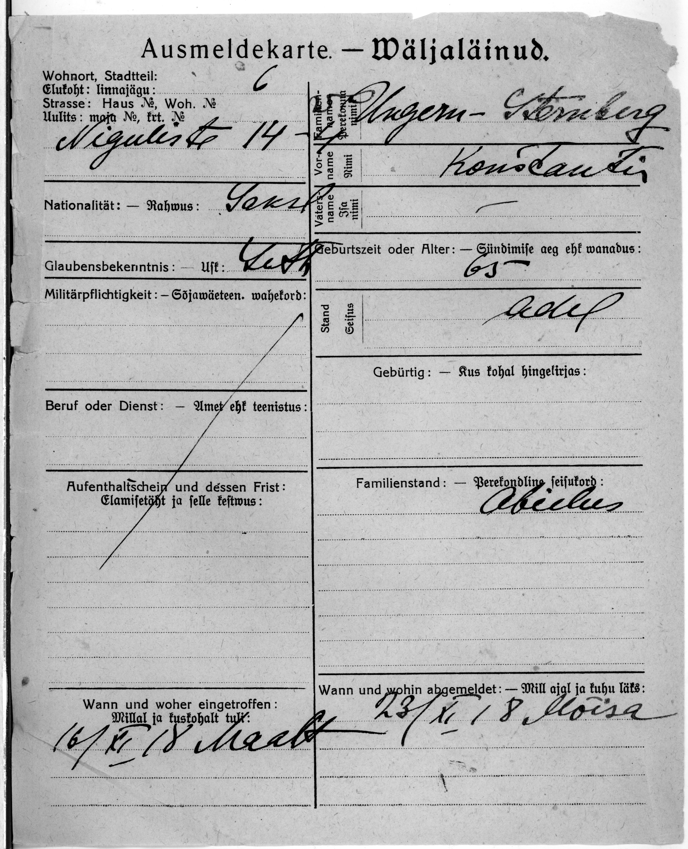 Ungern-Sternberg, Konstantin