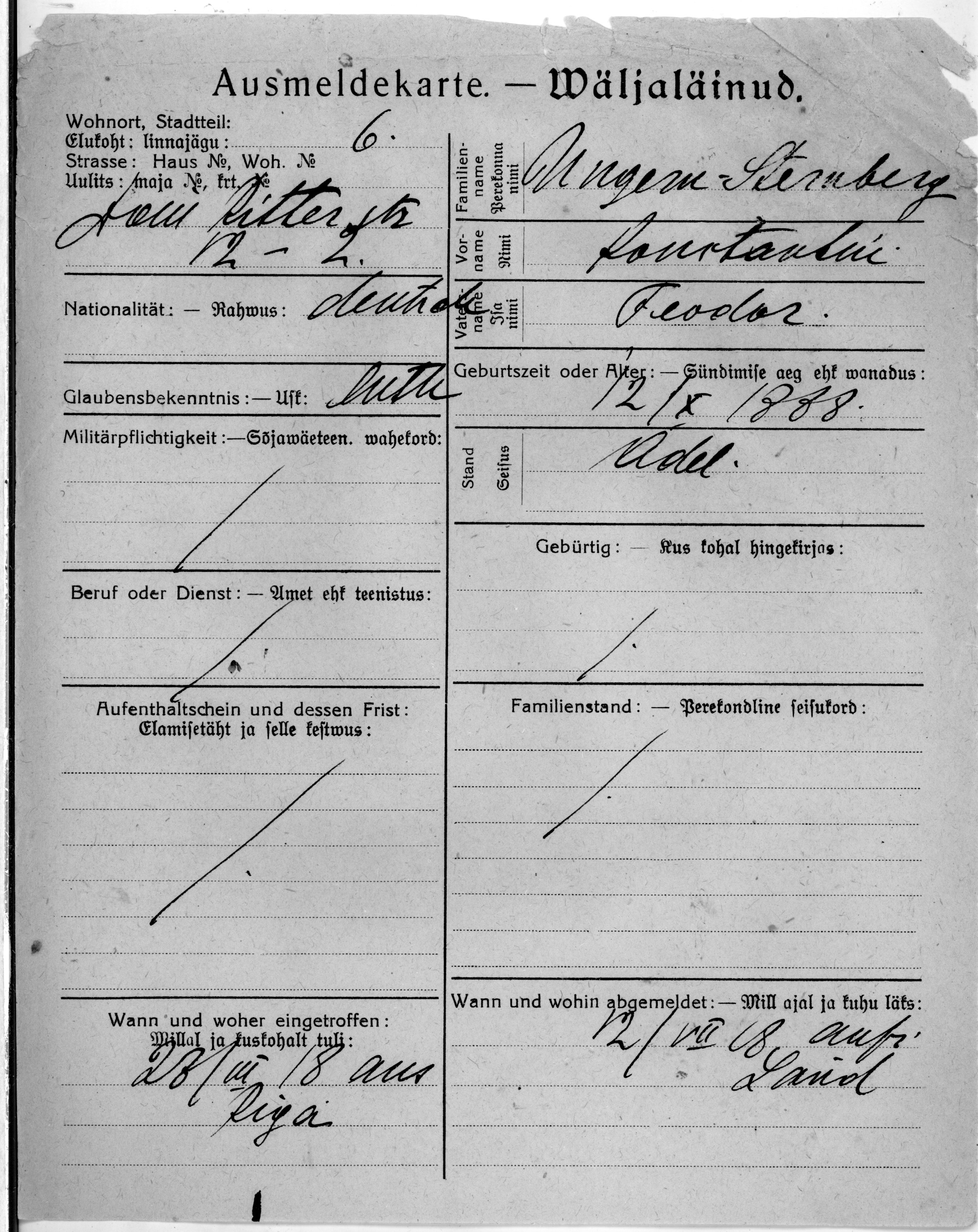 Ungern-Sternberg, Konstantin, Feodor